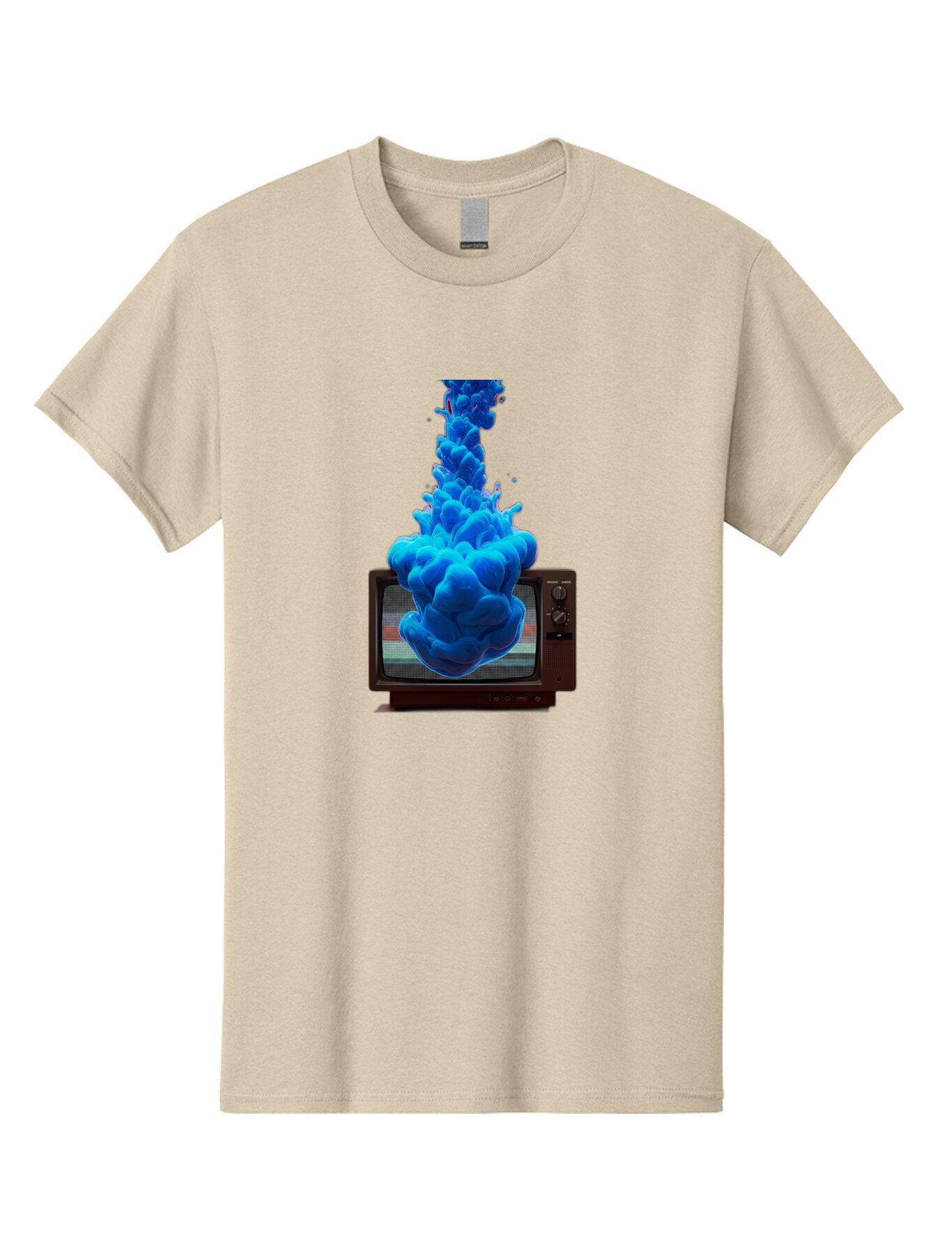 Old-Tv-With-Blue-Splash Men'S Graphic Tee, 100% Cotton, Comfortable Casual Summer Wear, Machine Washable, Vintage Camera, Old Camera, Antique Camera, Black Camera, Classic Photography, Photography Equipment, Nostalgic Device, Film Camera, Bar224 2