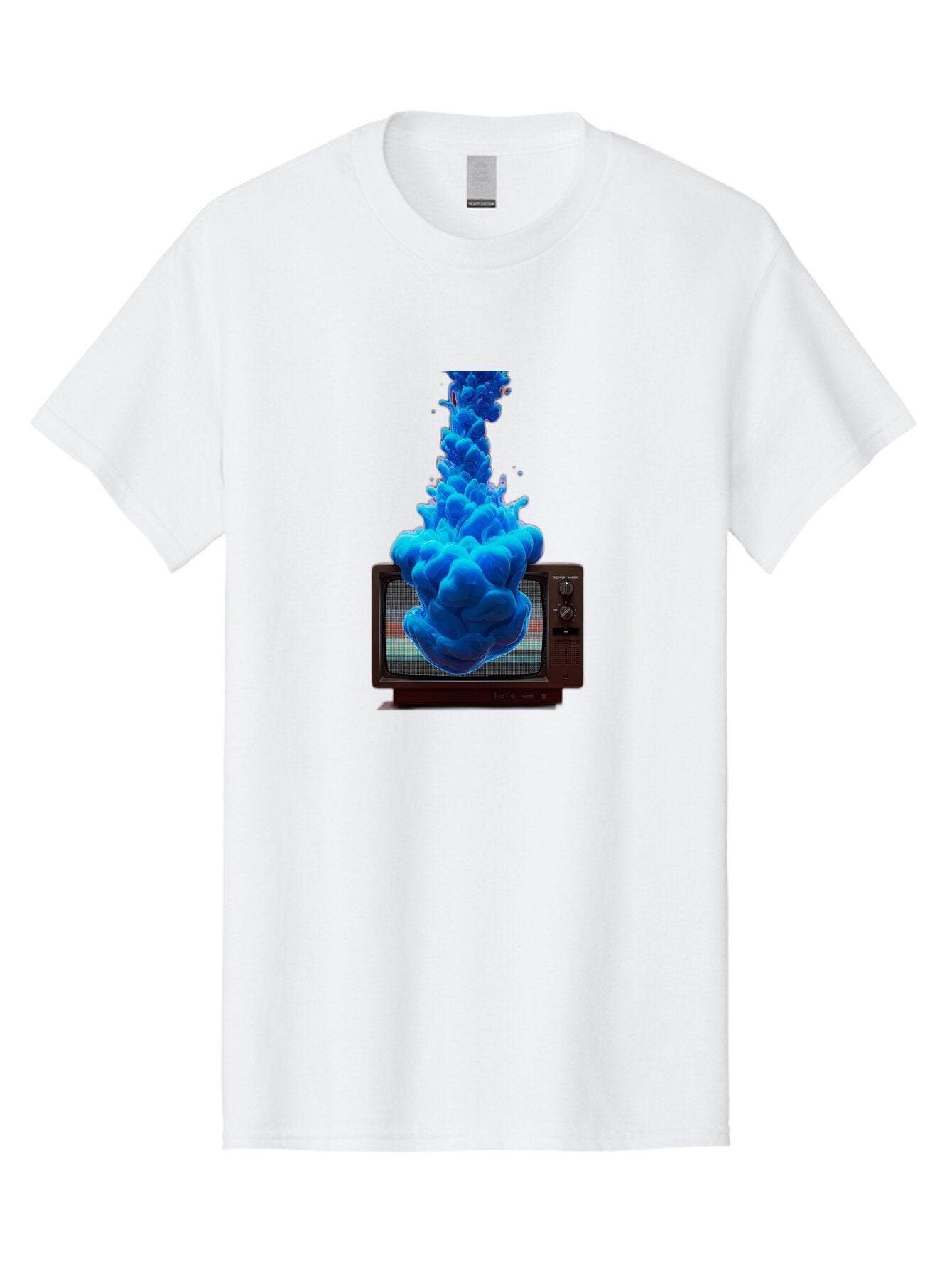 Old-Tv-With-Blue-Splash Men'S Graphic Tee, 100% Cotton, Comfortable Casual Summer Wear, Machine Washable, Vintage Camera, Old Camera, Antique Camera, Black Camera, Classic Photography, Photography Equipment, Nostalgic Device, Film Camera, Bar224 1