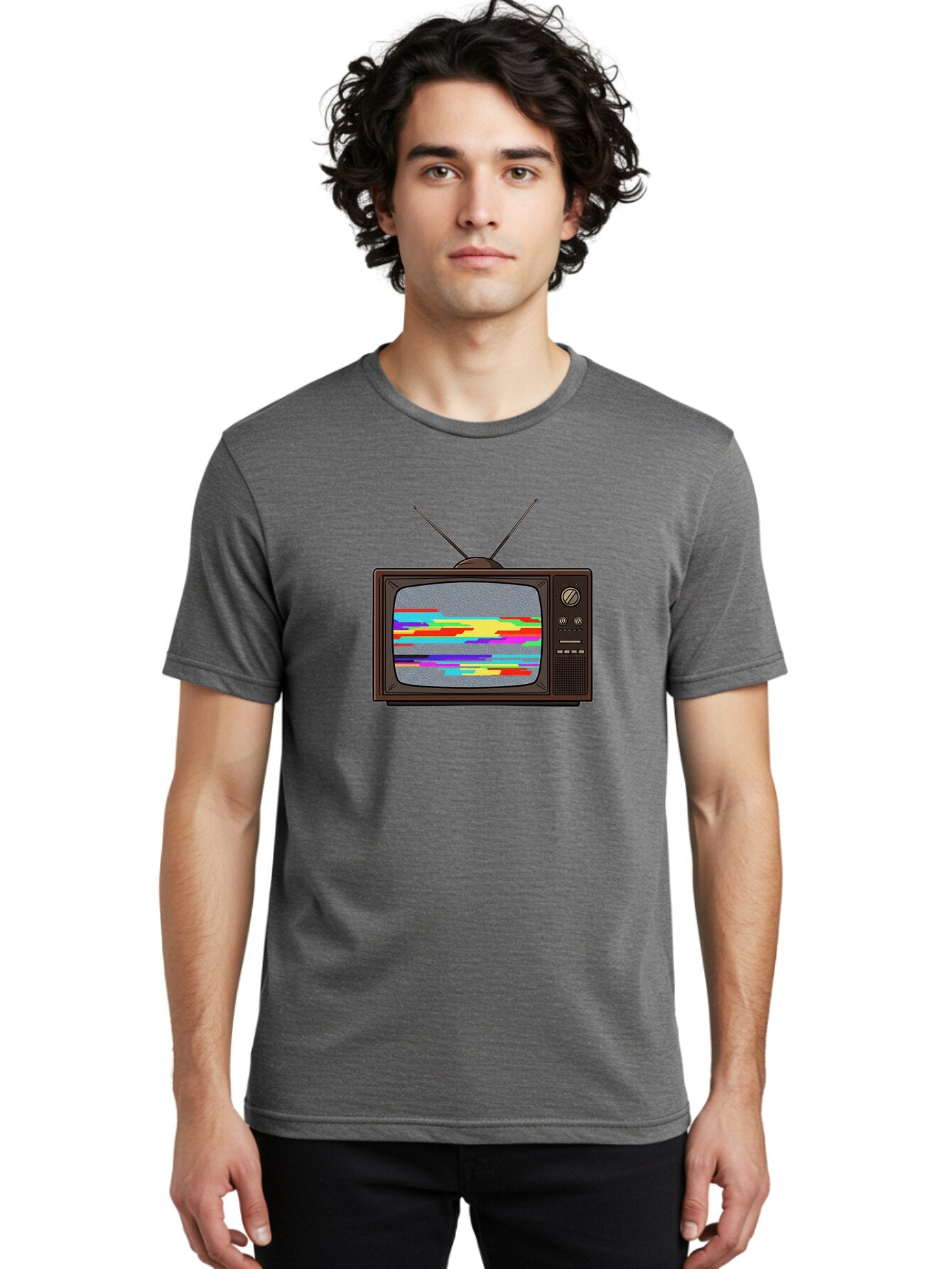 Old-Tv Men'S Graphic Tee, 100% Cotton, Comfortable Casual Summer Wear, Machine Washable, Vintage Camera, Old Camera, Antique Camera, Black Camera, Classic Photography, Photography Equipment, Nostalgic Device, Film Camera, Camera Art Bar225 24