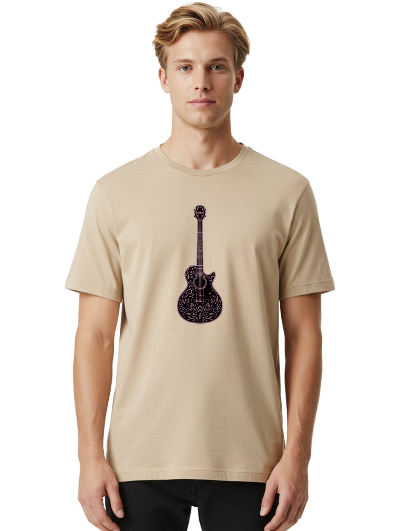 Ornate-Guitar-1 Men'S Graphic Tee, 100% Cotton, Comfortable Casual Summer Wear, Machine Washable, Vintage Camera, Old Camera, Antique Camera, Black Camera, Classic Photography, Photography Equipment, Nostalgic Device, Film Camera, Camera Art Bar234 22