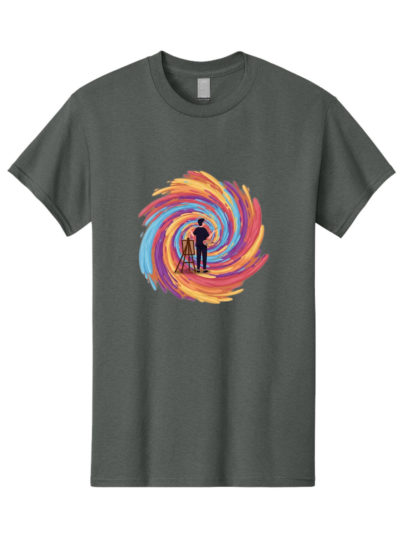 Painter-With-Swirling-Brushstrokes Men'S Graphic Tee, 100% Cotton, Comfortable Casual Summer Wear, Machine Washable, Vintage Camera, Old Camera, Antique Camera, Black Camera, Classic Photography, Photography Equipment, Nostalgic Device, Bar240 11