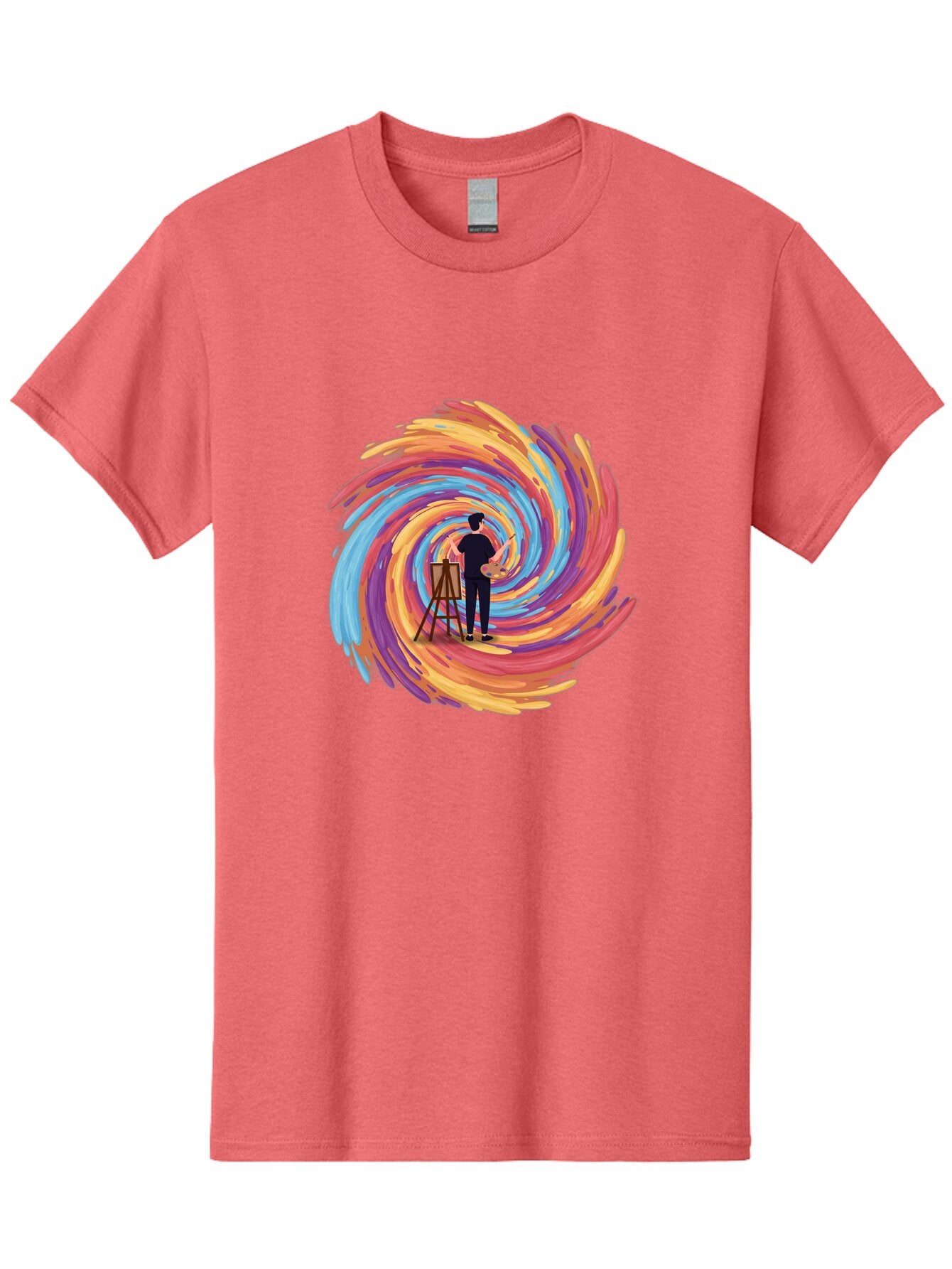 Painter-With-Swirling-Brushstrokes Men'S Graphic Tee, 100% Cotton, Comfortable Casual Summer Wear, Machine Washable, Vintage Camera, Old Camera, Antique Camera, Black Camera, Classic Photography, Photography Equipment, Nostalgic Device, Bar240 2