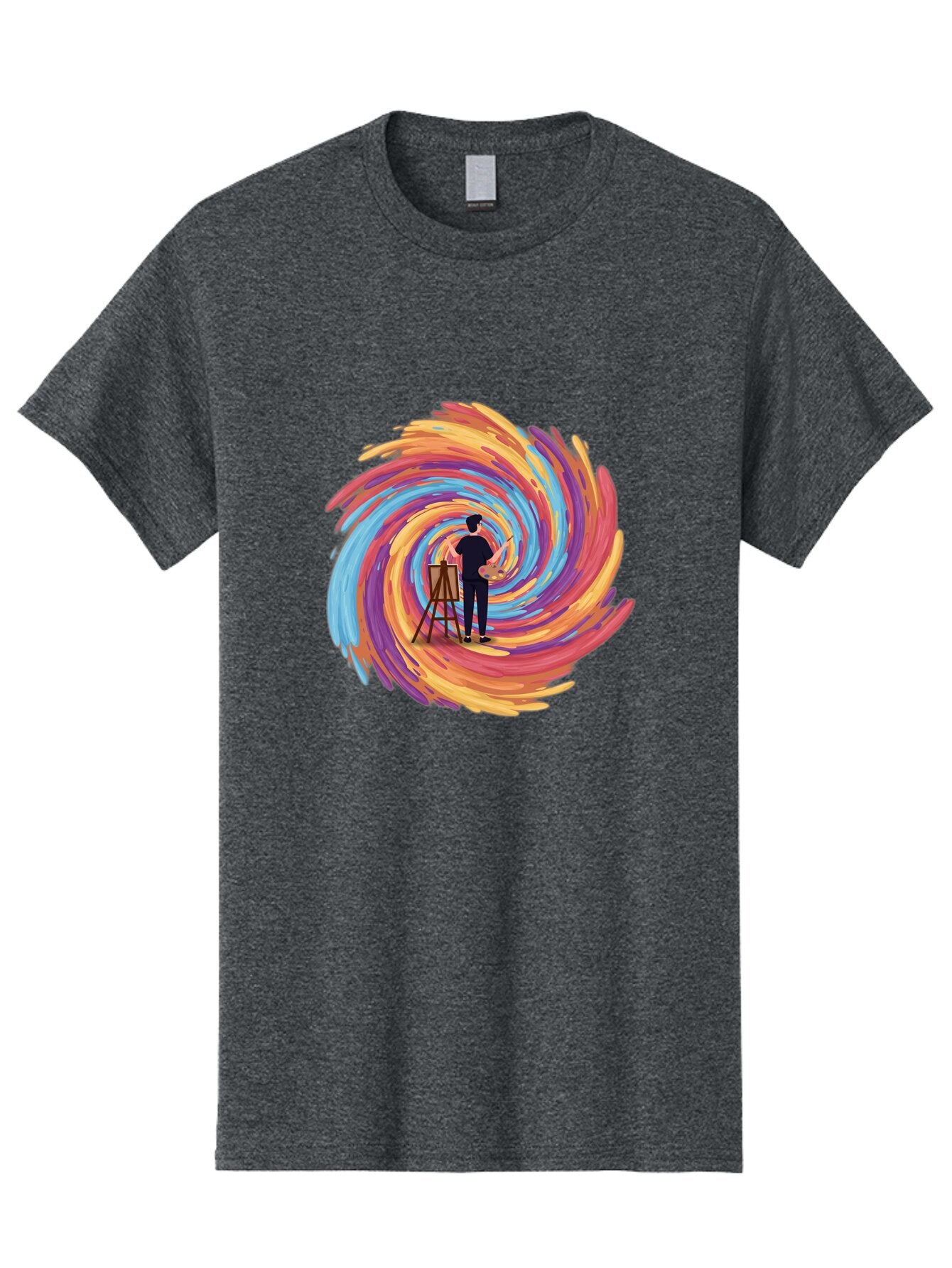 Painter-With-Swirling-Brushstrokes Men'S Graphic Tee, 100% Cotton, Comfortable Casual Summer Wear, Machine Washable, Vintage Camera, Old Camera, Antique Camera, Black Camera, Classic Photography, Photography Equipment, Nostalgic Device, Bar240 10