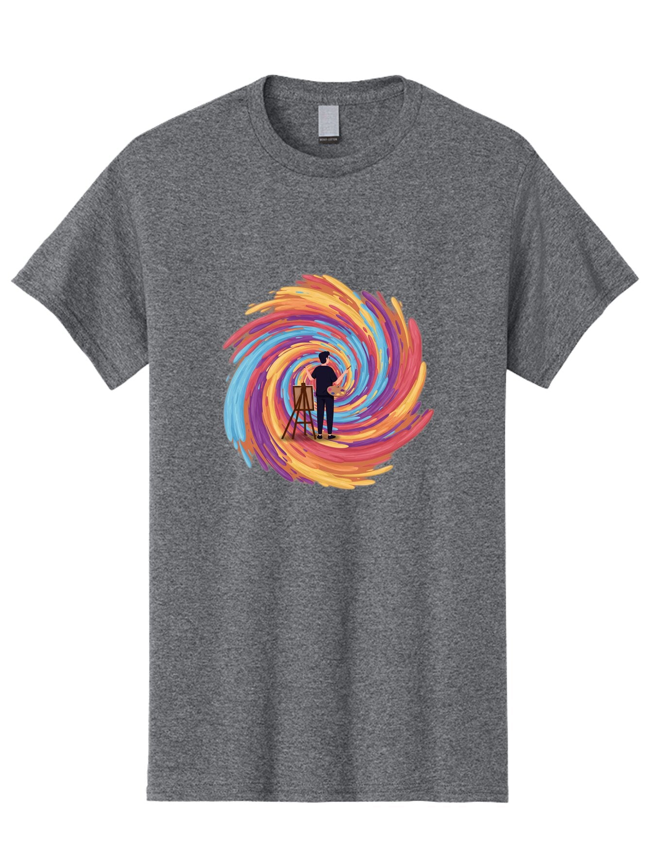 Painter-With-Swirling-Brushstrokes Men'S Graphic Tee, 100% Cotton, Comfortable Casual Summer Wear, Machine Washable, Vintage Camera, Old Camera, Antique Camera, Black Camera, Classic Photography, Photography Equipment, Nostalgic Device, Bar240 6