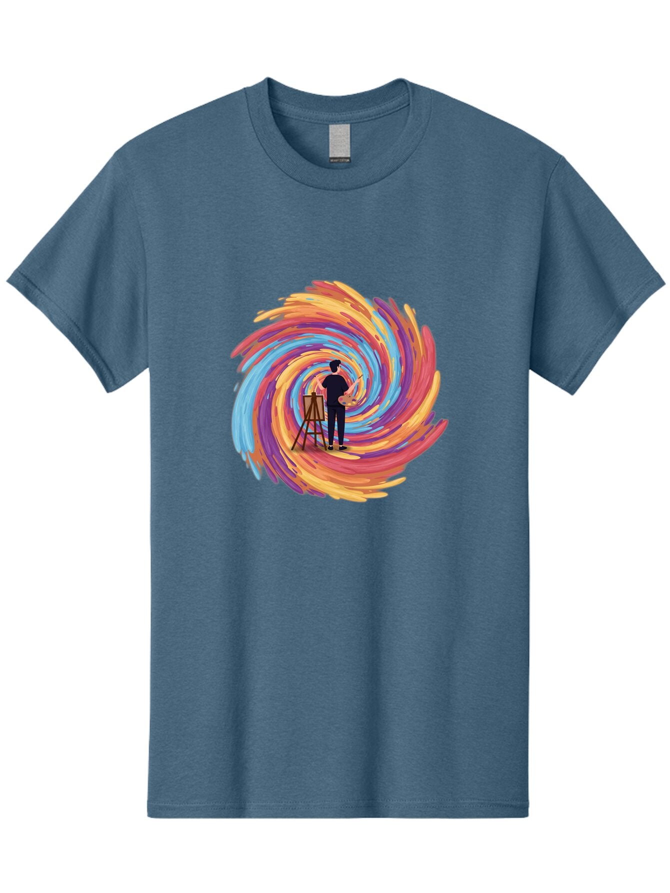 Painter-With-Swirling-Brushstrokes Men'S Graphic Tee, 100% Cotton, Comfortable Casual Summer Wear, Machine Washable, Vintage Camera, Old Camera, Antique Camera, Black Camera, Classic Photography, Photography Equipment, Nostalgic Device, Bar240 7
