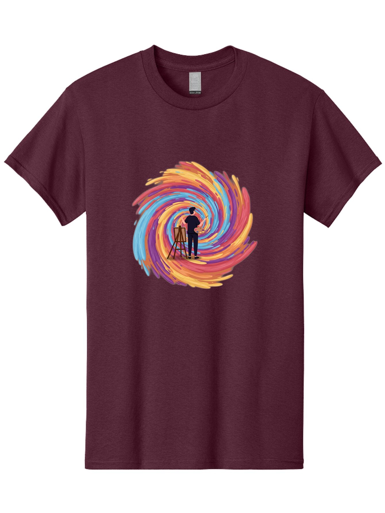 Painter-With-Swirling-Brushstrokes Men'S Graphic Tee, 100% Cotton, Comfortable Casual Summer Wear, Machine Washable, Vintage Camera, Old Camera, Antique Camera, Black Camera, Classic Photography, Photography Equipment, Nostalgic Device, Bar240 9
