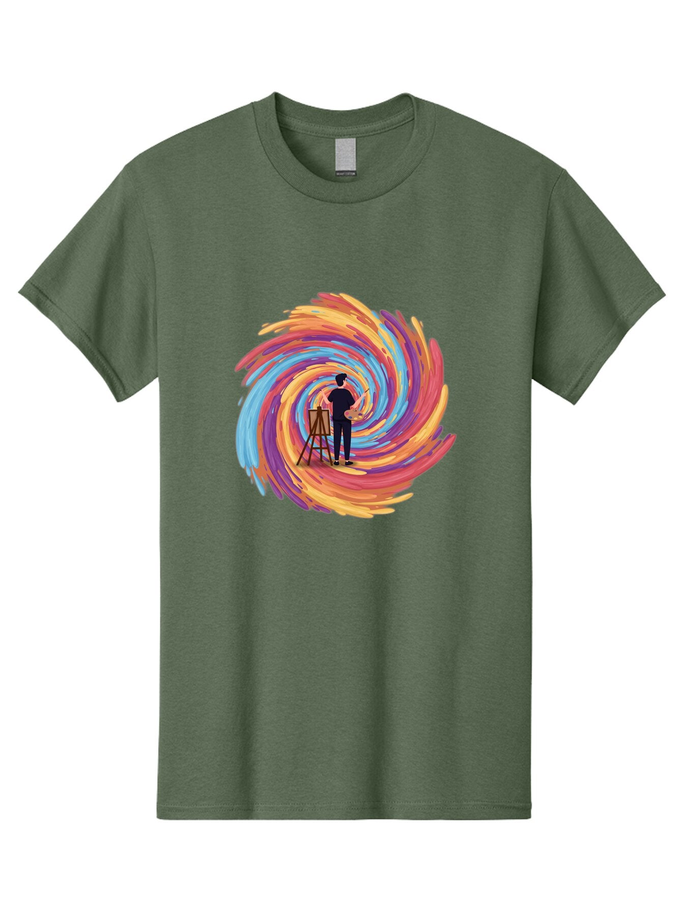 Painter-With-Swirling-Brushstrokes Men'S Graphic Tee, 100% Cotton, Comfortable Casual Summer Wear, Machine Washable, Vintage Camera, Old Camera, Antique Camera, Black Camera, Classic Photography, Photography Equipment, Nostalgic Device, Bar240 15