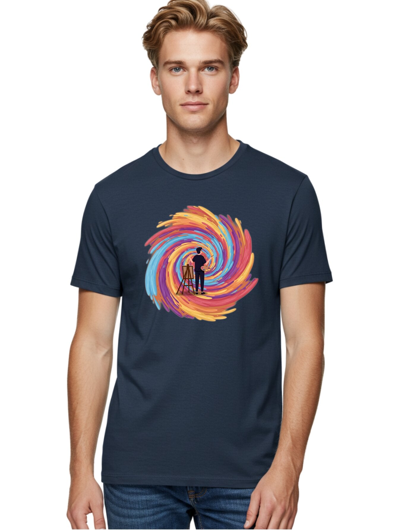 Painter-With-Swirling-Brushstrokes Men'S Graphic Tee, 100% Cotton, Comfortable Casual Summer Wear, Machine Washable, Vintage Camera, Old Camera, Antique Camera, Black Camera, Classic Photography, Photography Equipment, Nostalgic Device, Bar240 22