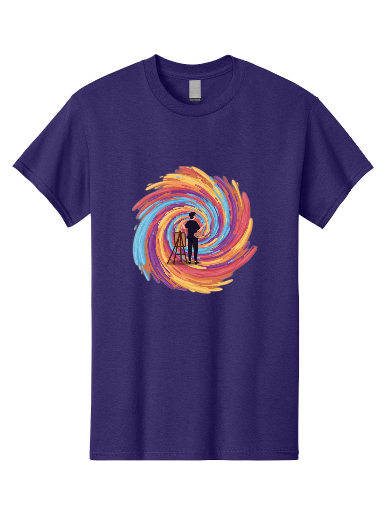 Painter-With-Swirling-Brushstrokes Men'S Graphic Tee, 100% Cotton, Comfortable Casual Summer Wear, Machine Washable, Vintage Camera, Old Camera, Antique Camera, Black Camera, Classic Photography, Photography Equipment, Nostalgic Device, Bar240 13