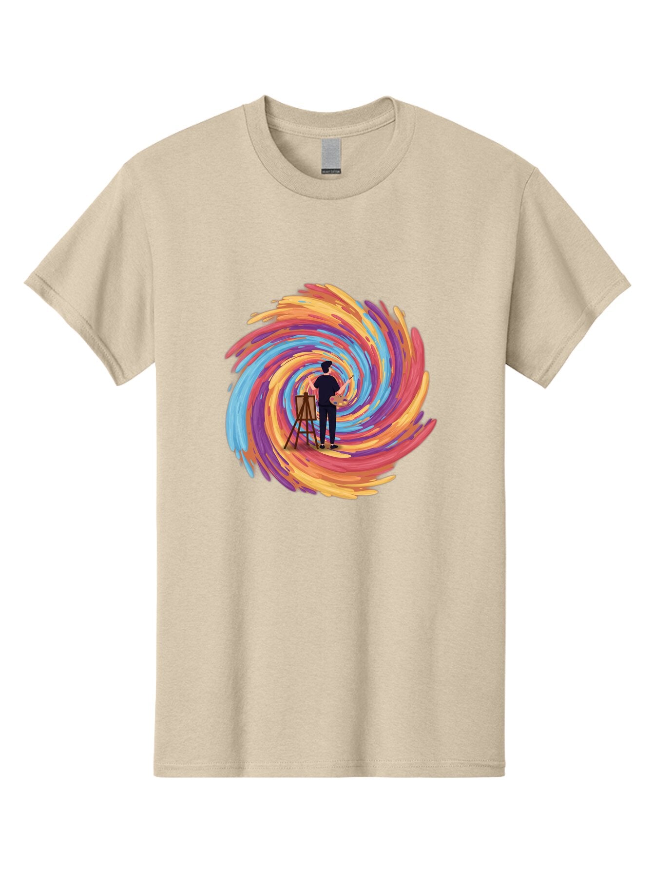 Painter-With-Swirling-Brushstrokes Men'S Graphic Tee, 100% Cotton, Comfortable Casual Summer Wear, Machine Washable, Vintage Camera, Old Camera, Antique Camera, Black Camera, Classic Photography, Photography Equipment, Nostalgic Device, Bar240 1