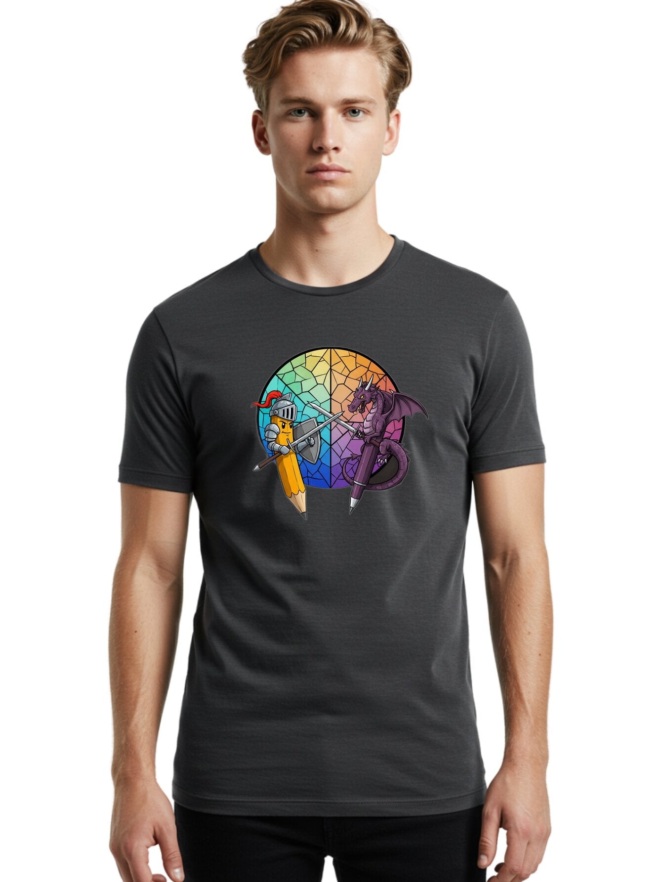 Pencil-Knight-Fighting-Dragon-Pencil Men'S Graphic Tee, 100% Cotton, Comfortable Casual Summer Wear, Machine Washable, Vintage Camera, Old Camera, Antique Camera, Black Camera, Classic Photography, Photography Equipment, Nostalgic Device, Bar251 29