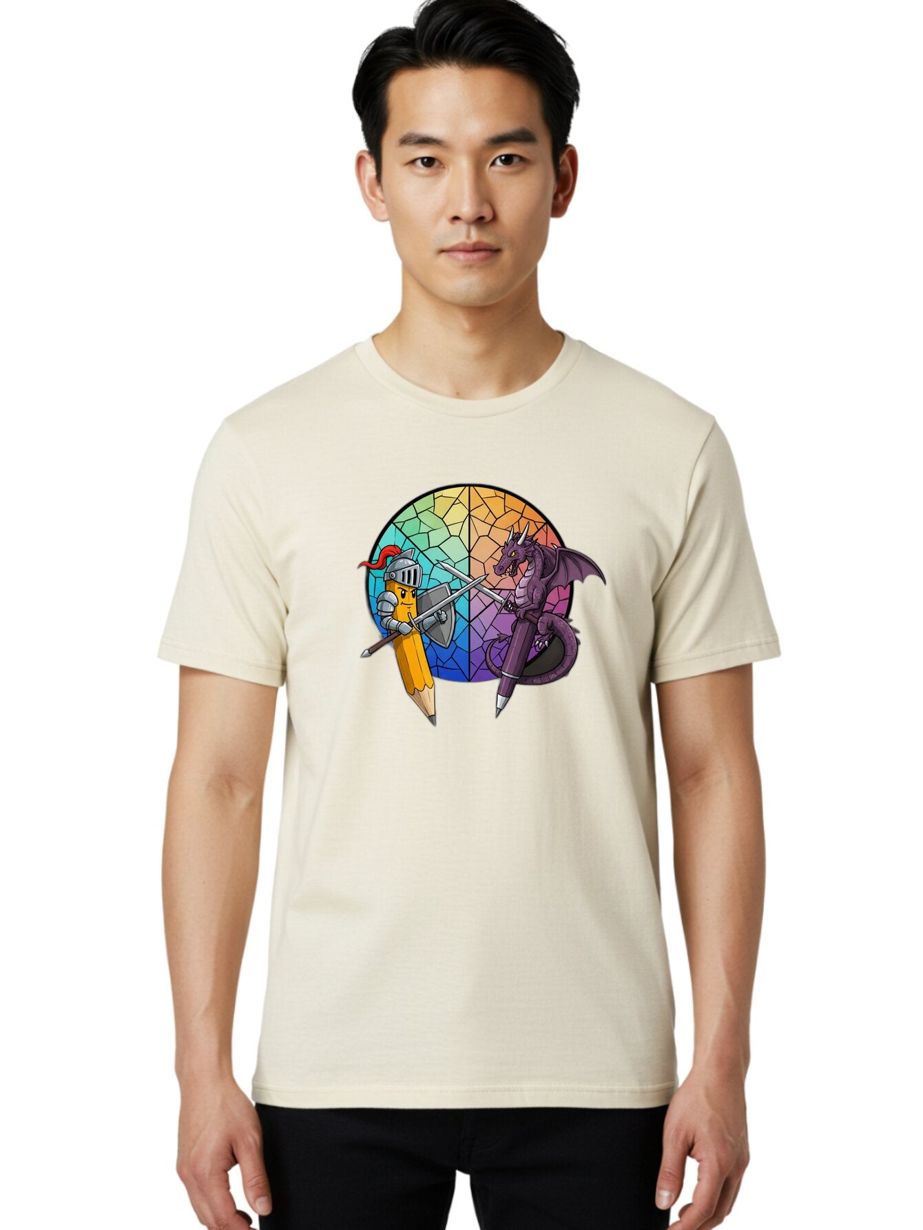 Pencil-Knight-Fighting-Dragon-Pencil Men'S Graphic Tee, 100% Cotton, Comfortable Casual Summer Wear, Machine Washable, Vintage Camera, Old Camera, Antique Camera, Black Camera, Classic Photography, Photography Equipment, Nostalgic Device, Bar251 27
