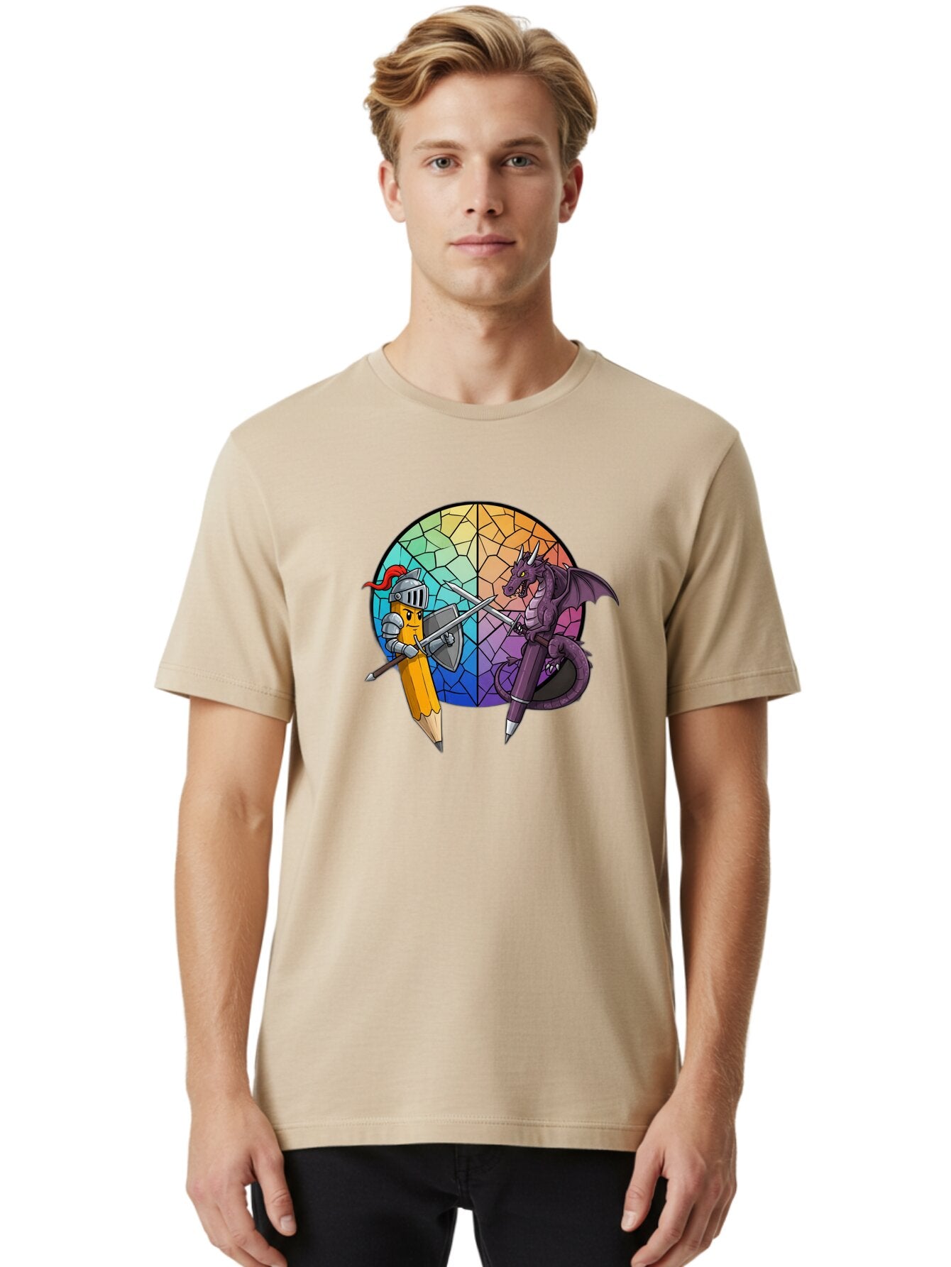 Pencil-Knight-Fighting-Dragon-Pencil Men'S Graphic Tee, 100% Cotton, Comfortable Casual Summer Wear, Machine Washable, Vintage Camera, Old Camera, Antique Camera, Black Camera, Classic Photography, Photography Equipment, Nostalgic Device, Bar251 16