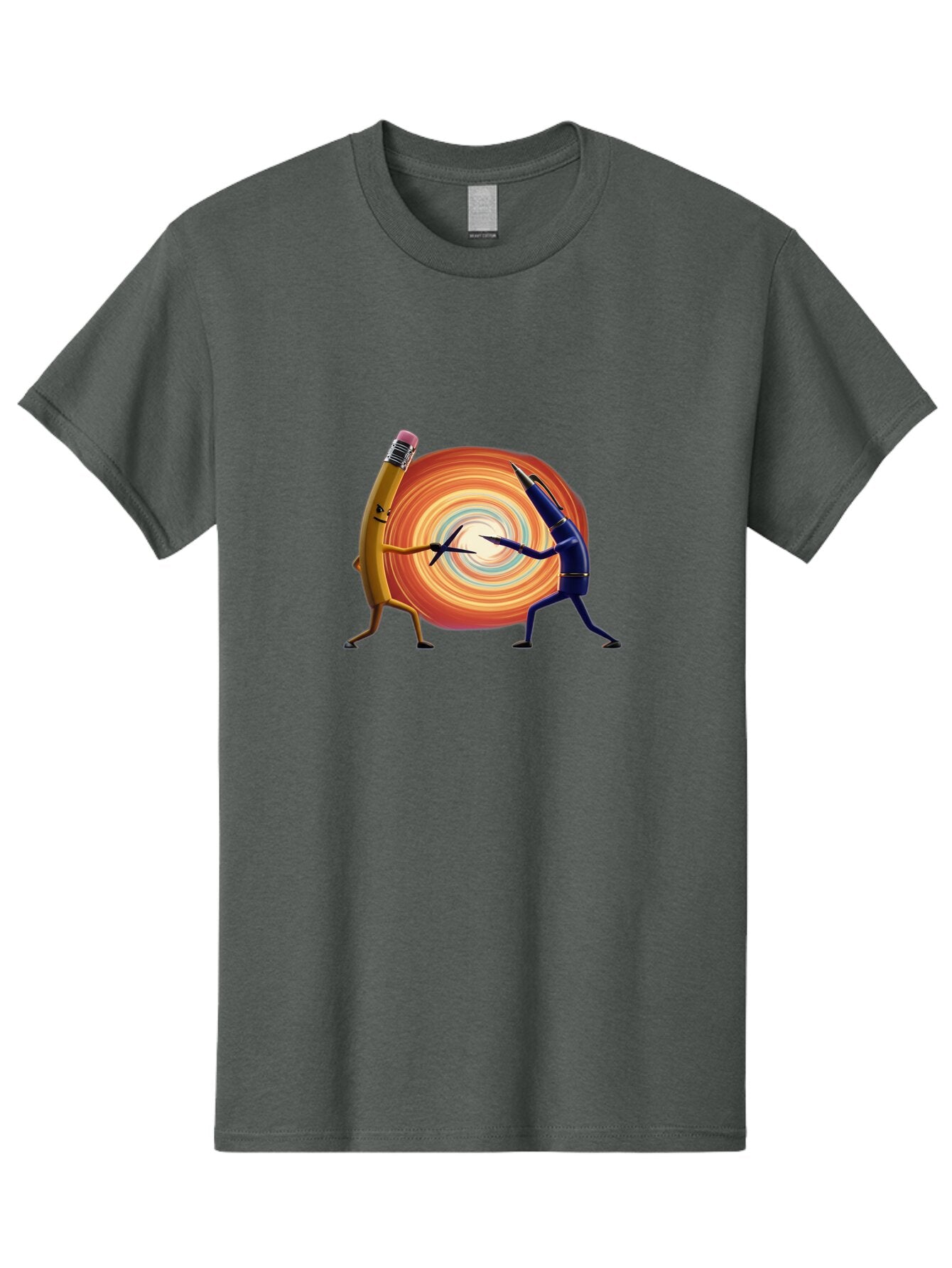 Pencil-Vs-Pen-1 Men'S Graphic Tee, 100% Cotton, Comfortable Casual Summer Wear, Machine Washable, Vintage Camera, Old Camera, Antique Camera, Black Camera, Classic Photography, Photography Equipment, Nostalgic Device, Film Camera, Camera Art Bar252 5