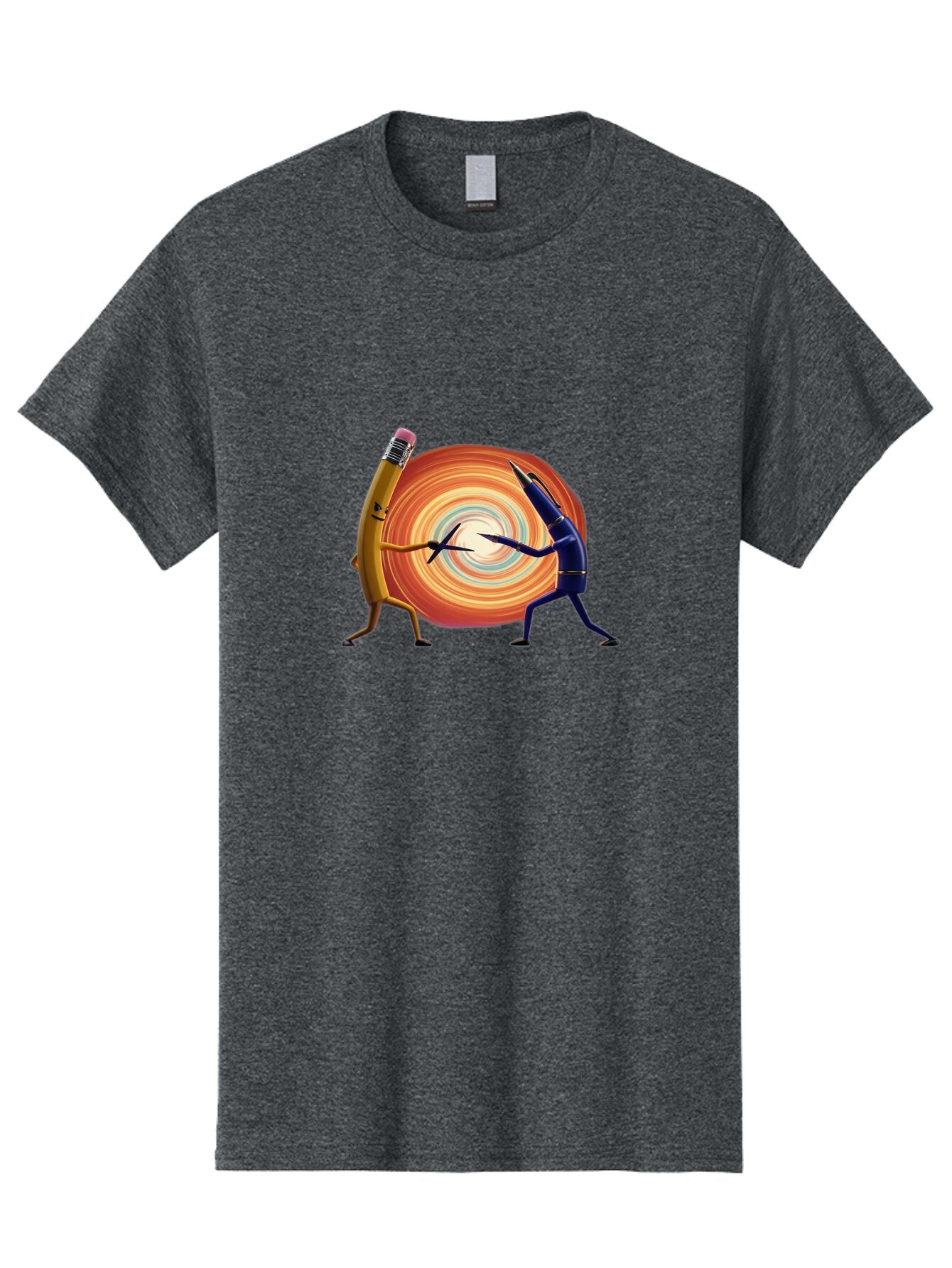 Pencil-Vs-Pen-1 Men'S Graphic Tee, 100% Cotton, Comfortable Casual Summer Wear, Machine Washable, Vintage Camera, Old Camera, Antique Camera, Black Camera, Classic Photography, Photography Equipment, Nostalgic Device, Film Camera, Camera Art Bar252 2