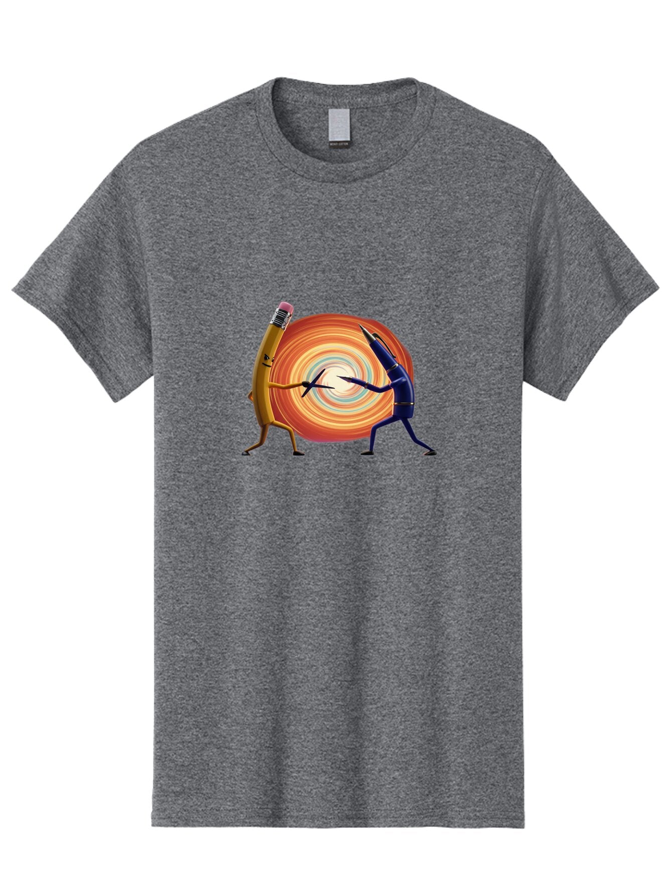 Pencil-Vs-Pen-1 Men'S Graphic Tee, 100% Cotton, Comfortable Casual Summer Wear, Machine Washable, Vintage Camera, Old Camera, Antique Camera, Black Camera, Classic Photography, Photography Equipment, Nostalgic Device, Film Camera, Camera Art Bar252 13