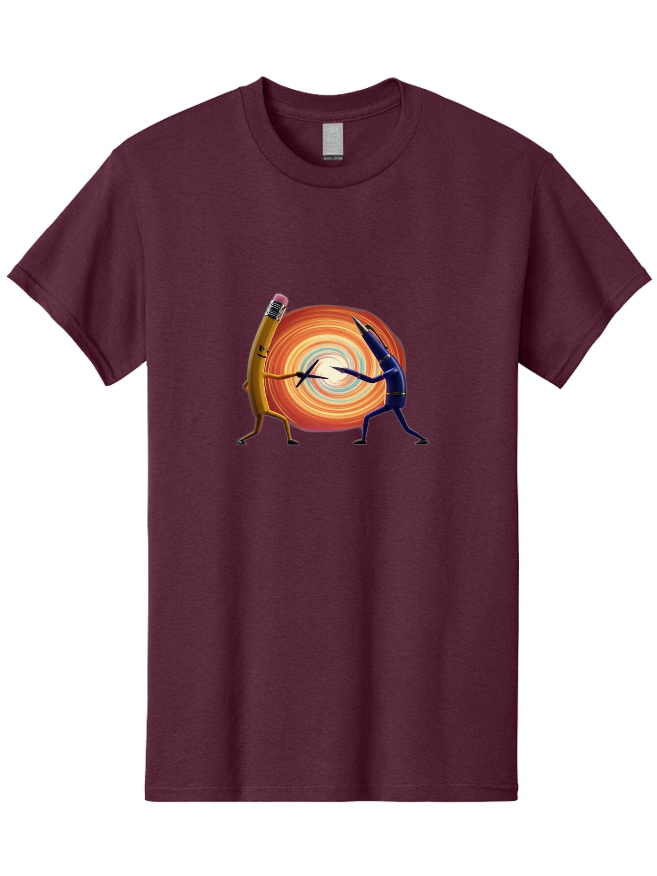 Pencil-Vs-Pen-1 Men'S Graphic Tee, 100% Cotton, Comfortable Casual Summer Wear, Machine Washable, Vintage Camera, Old Camera, Antique Camera, Black Camera, Classic Photography, Photography Equipment, Nostalgic Device, Film Camera, Camera Art Bar252 11
