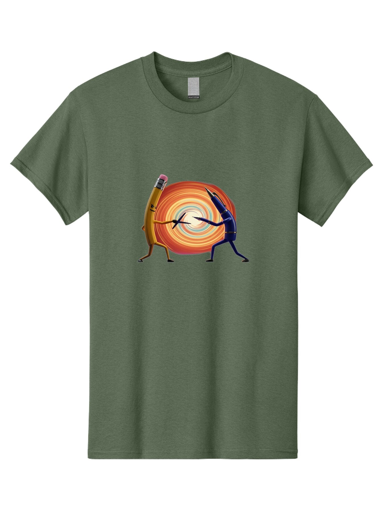 Pencil-Vs-Pen-1 Men'S Graphic Tee, 100% Cotton, Comfortable Casual Summer Wear, Machine Washable, Vintage Camera, Old Camera, Antique Camera, Black Camera, Classic Photography, Photography Equipment, Nostalgic Device, Film Camera, Camera Art Bar252 1