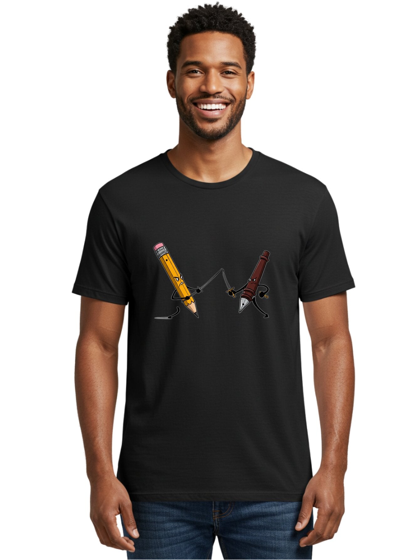 Pencil-Vs-Pen Men'S Graphic Tee, 100% Cotton, Comfortable Casual Summer Wear, Machine Washable, Vintage Camera, Old Camera, Antique Camera, Black Camera, Classic Photography, Photography Equipment, Nostalgic Device, Film Camera, Camera Art Bar253 17