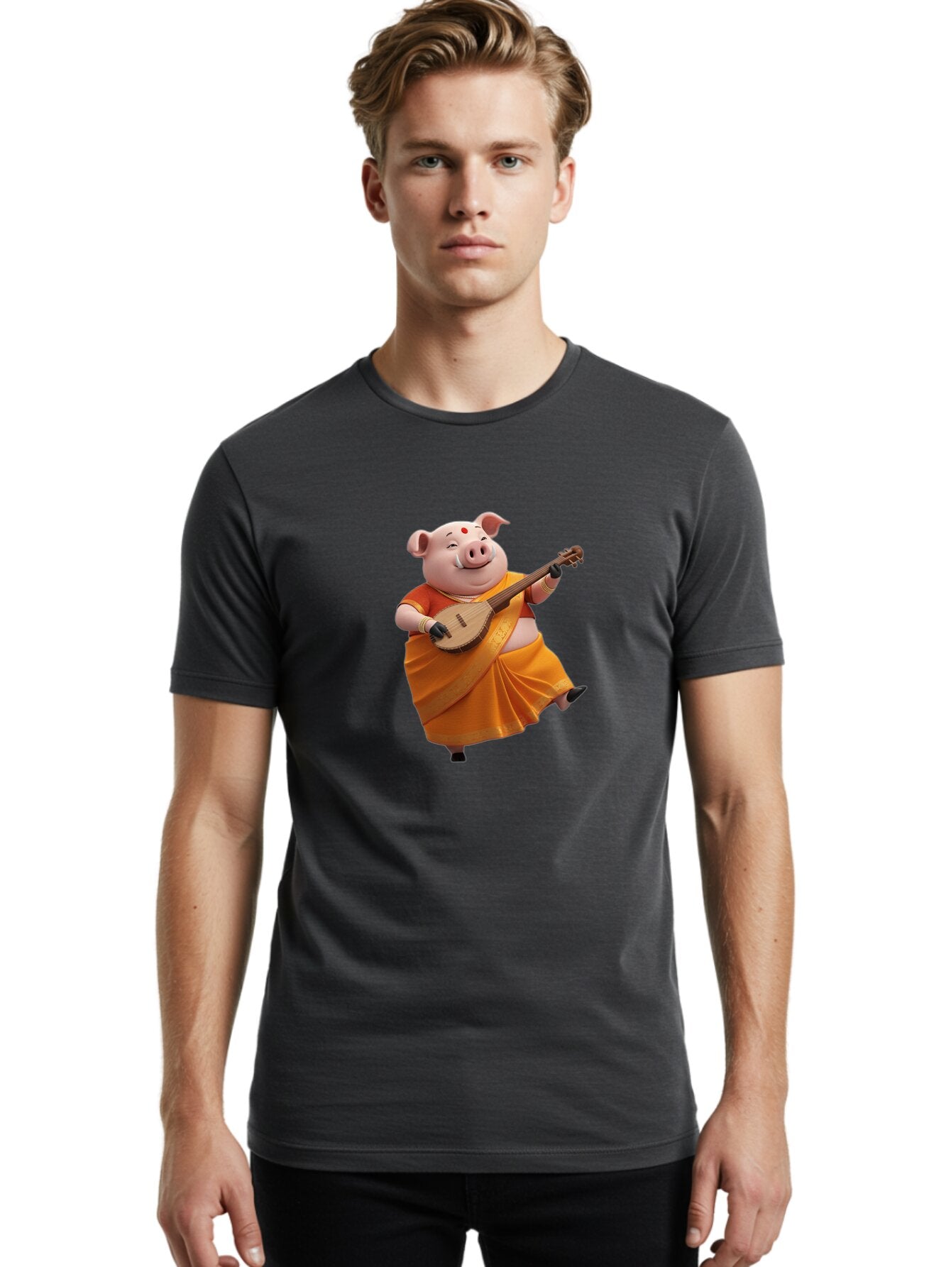 Pig-Playing-Lute Men'S Graphic Tee, 100% Cotton, Comfortable Casual Summer Wear, Machine Washable, Vintage Camera, Old Camera, Antique Camera, Black Camera, Classic Photography, Photography Equipment, Nostalgic Device, Film Camera, Camera Art Bar264 22