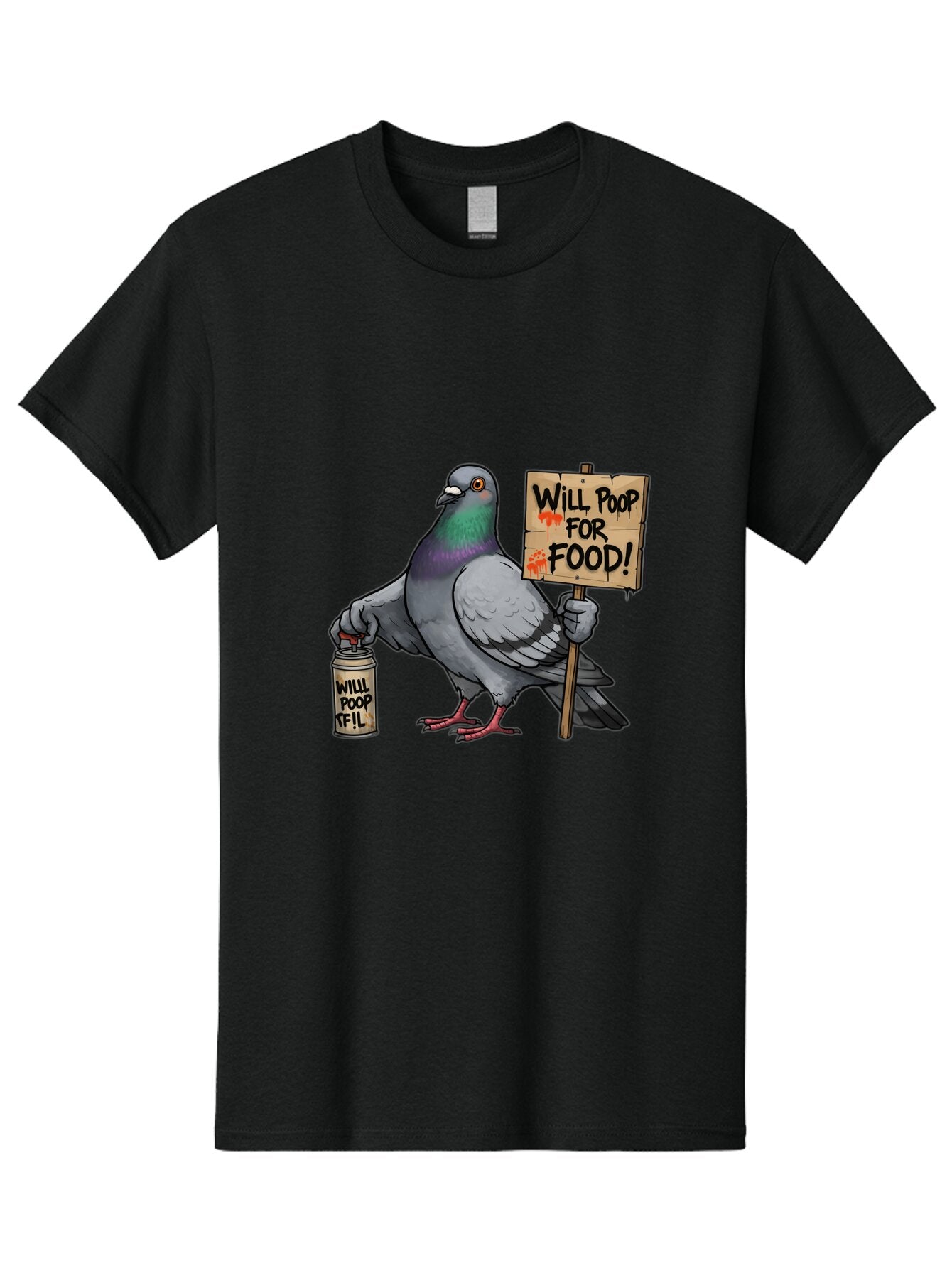 Pigeon-Will-Poop-For-Food-1 Men'S Graphic Tee, 100% Cotton, Comfortable Casual Summer Wear, Machine Washable, Vintage Camera, Old Camera, Antique Camera, Black Camera, Classic Photography, Photography Equipment, Nostalgic Device, Film Camera, Bar268 15