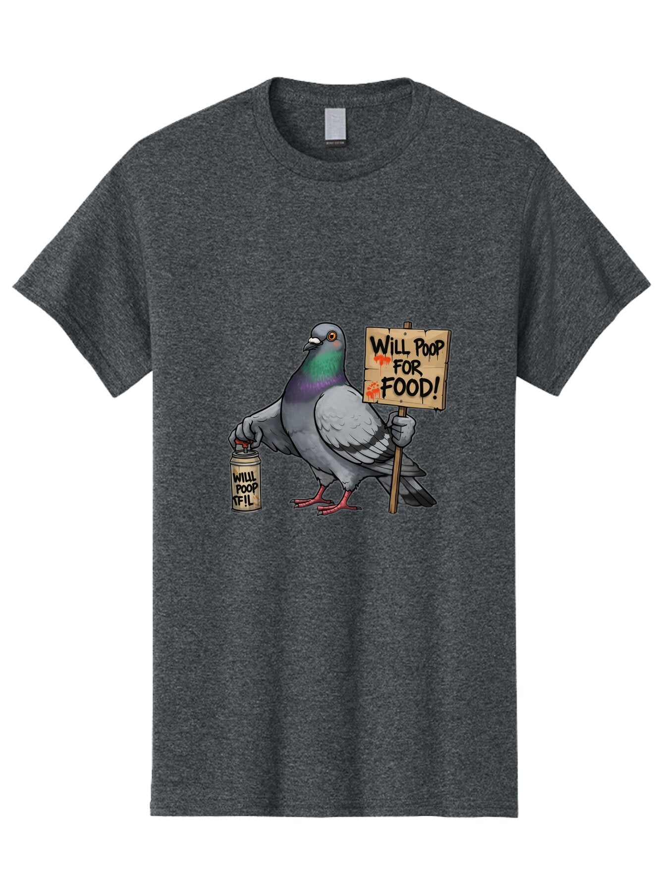 Pigeon-Will-Poop-For-Food-1 Men'S Graphic Tee, 100% Cotton, Comfortable Casual Summer Wear, Machine Washable, Vintage Camera, Old Camera, Antique Camera, Black Camera, Classic Photography, Photography Equipment, Nostalgic Device, Film Camera, Bar268 7