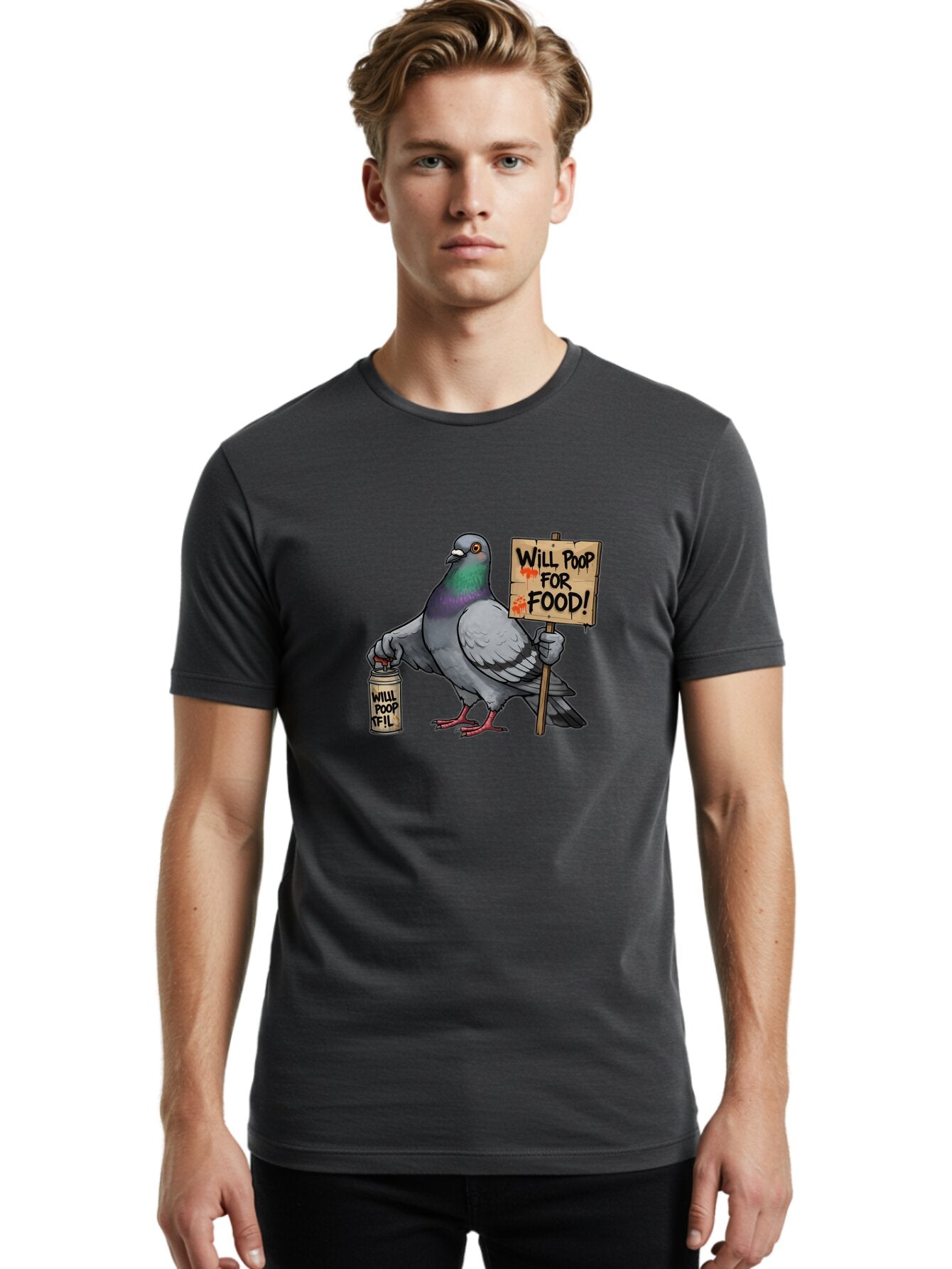Pigeon-Will-Poop-For-Food-1 Men'S Graphic Tee, 100% Cotton, Comfortable Casual Summer Wear, Machine Washable, Vintage Camera, Old Camera, Antique Camera, Black Camera, Classic Photography, Photography Equipment, Nostalgic Device, Film Camera, Bar268 16