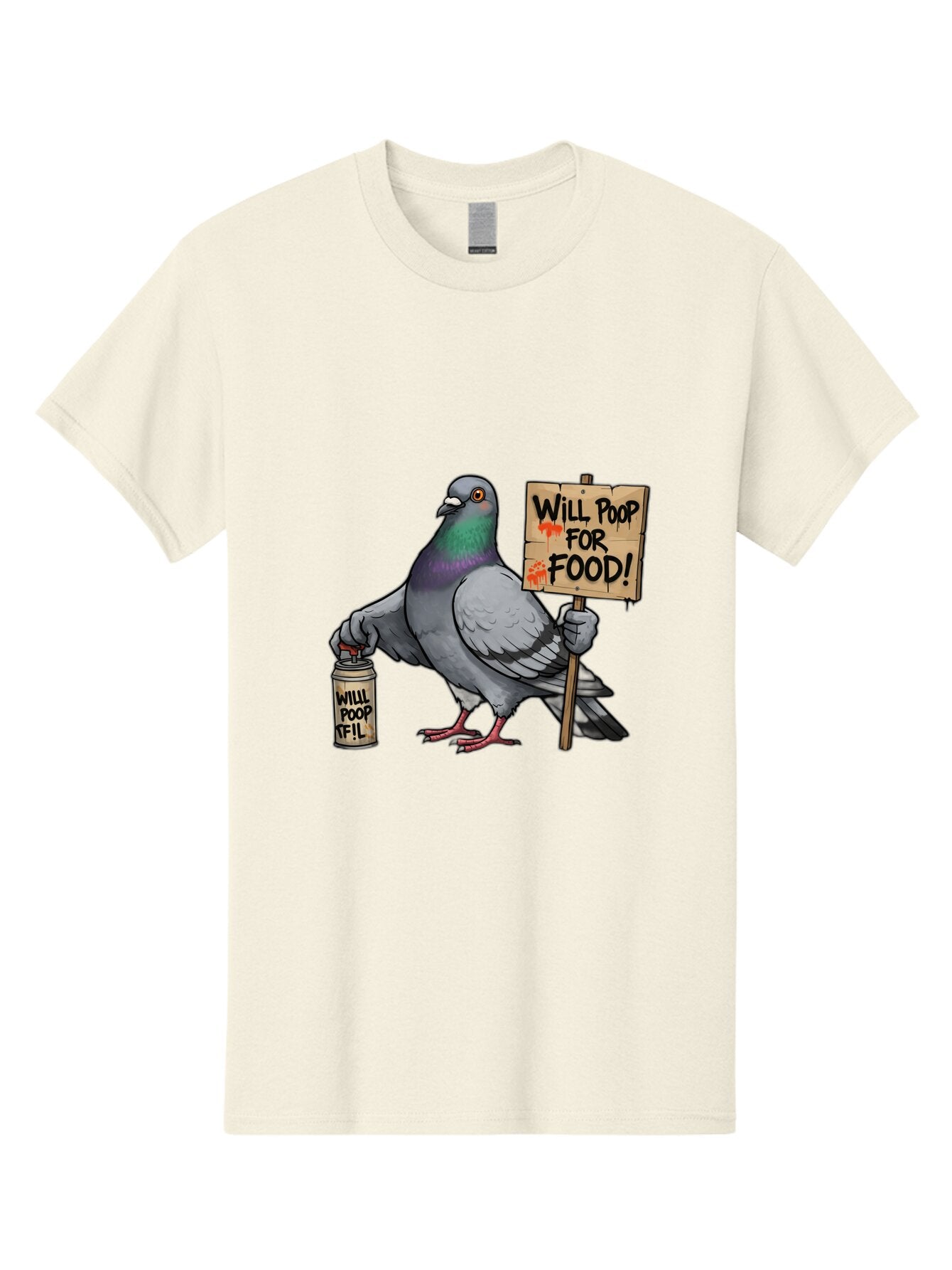 Pigeon-Will-Poop-For-Food-1 Men'S Graphic Tee, 100% Cotton, Comfortable Casual Summer Wear, Machine Washable, Vintage Camera, Old Camera, Antique Camera, Black Camera, Classic Photography, Photography Equipment, Nostalgic Device, Film Camera, Bar268 2