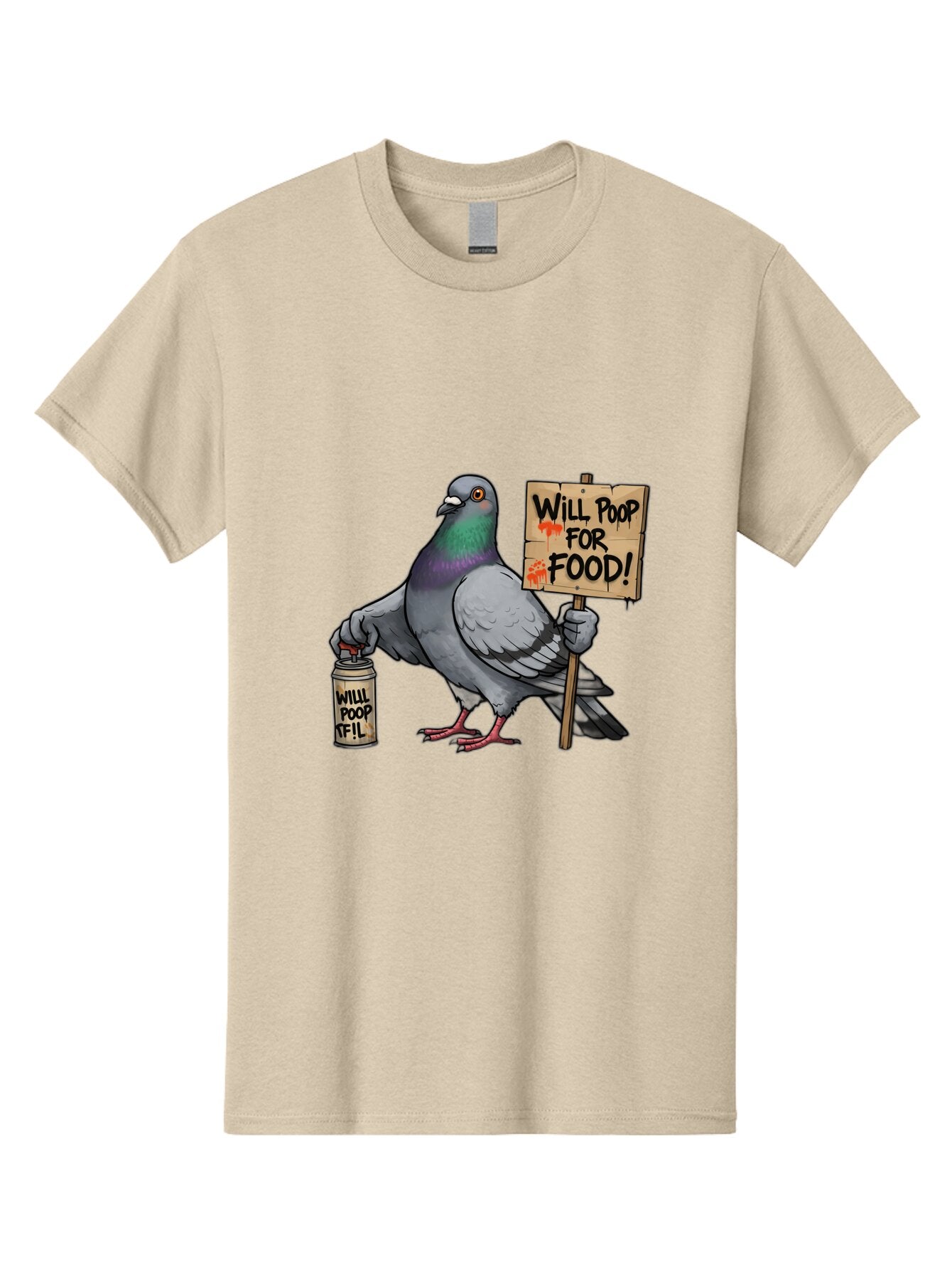 Pigeon-Will-Poop-For-Food-1 Men'S Graphic Tee, 100% Cotton, Comfortable Casual Summer Wear, Machine Washable, Vintage Camera, Old Camera, Antique Camera, Black Camera, Classic Photography, Photography Equipment, Nostalgic Device, Film Camera, Bar268 3