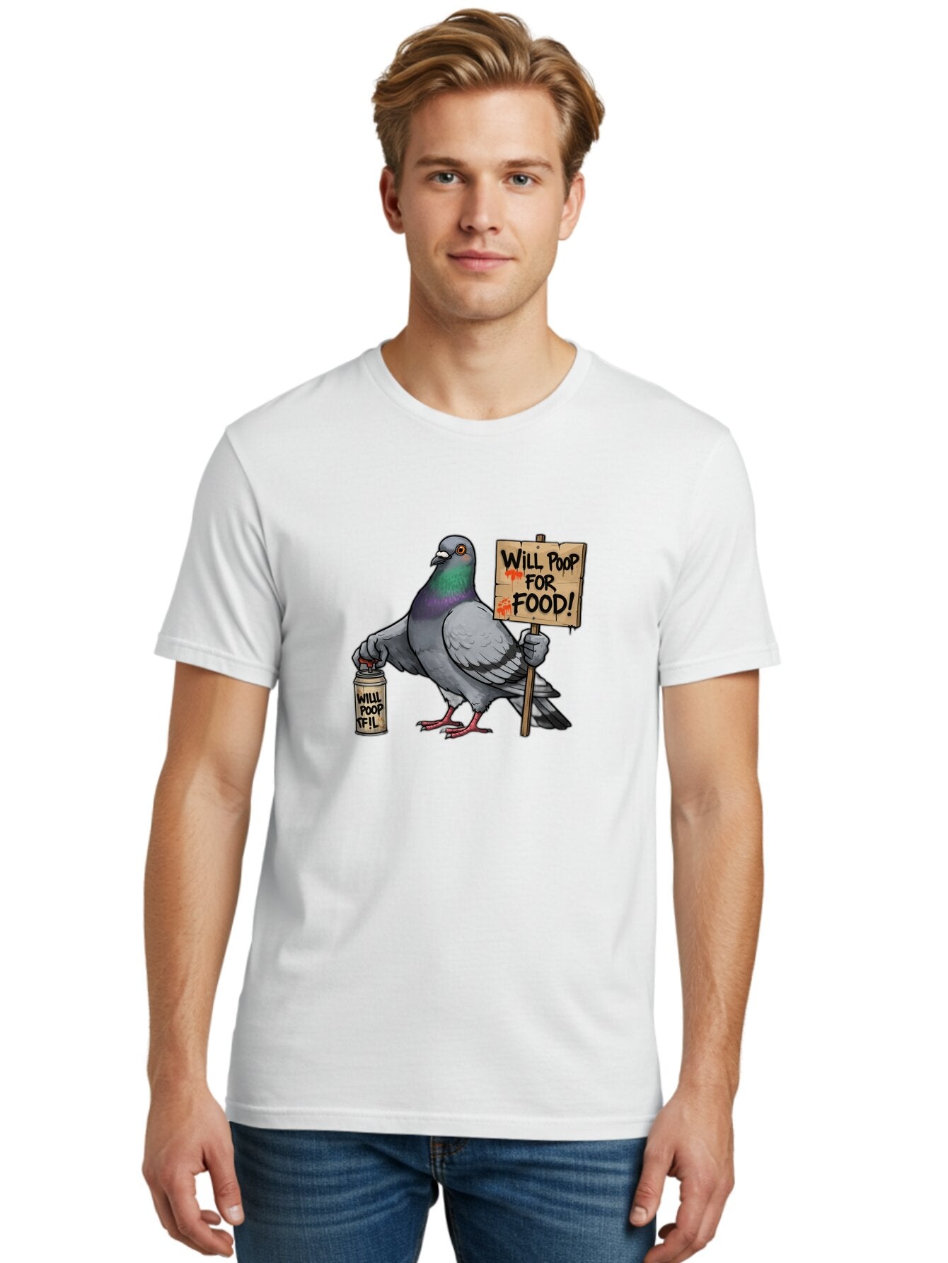 Pigeon-Will-Poop-For-Food-1 Men'S Graphic Tee, 100% Cotton, Comfortable Casual Summer Wear, Machine Washable, Vintage Camera, Old Camera, Antique Camera, Black Camera, Classic Photography, Photography Equipment, Nostalgic Device, Film Camera, Bar268 23