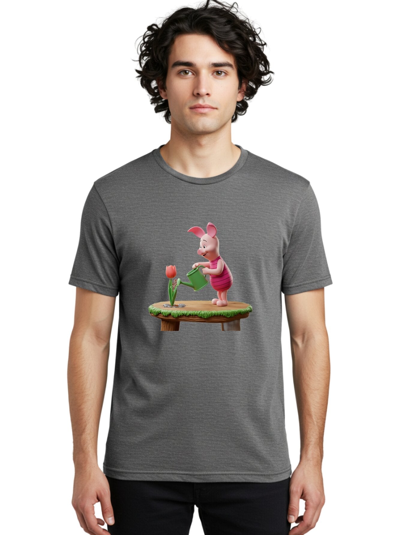 Piglet-Watering-A-Tulip Men'S Graphic Tee, 100% Cotton, Comfortable Casual Summer Wear, Machine Washable, Vintage Camera, Old Camera, Antique Camera, Black Camera, Classic Photography, Photography Equipment, Nostalgic Device, Film Camera, Bar276 28