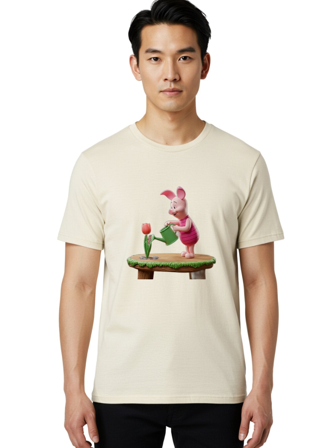 Piglet-Watering-A-Tulip Men'S Graphic Tee, 100% Cotton, Comfortable Casual Summer Wear, Machine Washable, Vintage Camera, Old Camera, Antique Camera, Black Camera, Classic Photography, Photography Equipment, Nostalgic Device, Film Camera, Bar276 22