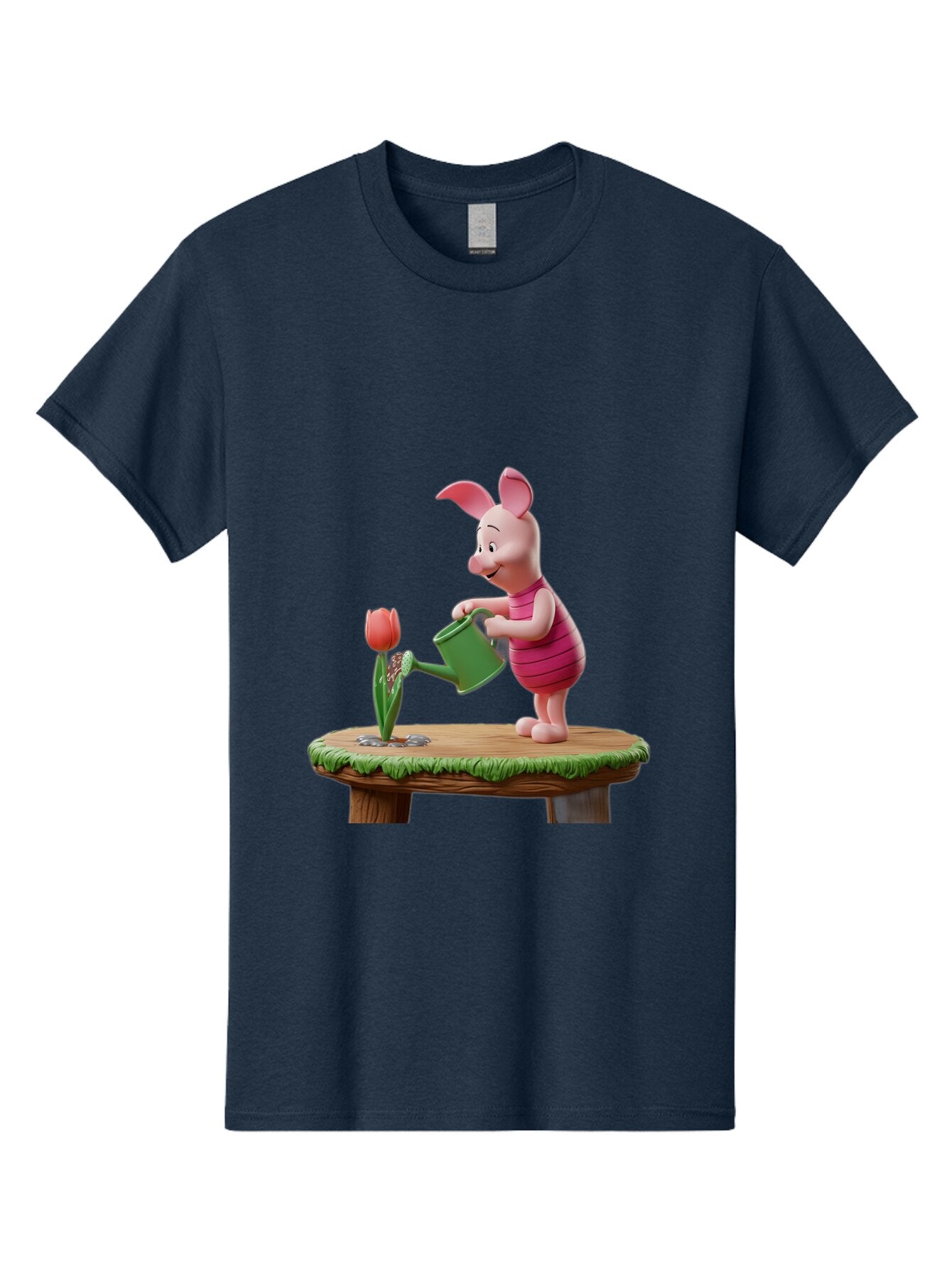 Piglet-Watering-A-Tulip Men'S Graphic Tee, 100% Cotton, Comfortable Casual Summer Wear, Machine Washable, Vintage Camera, Old Camera, Antique Camera, Black Camera, Classic Photography, Photography Equipment, Nostalgic Device, Film Camera, Bar276