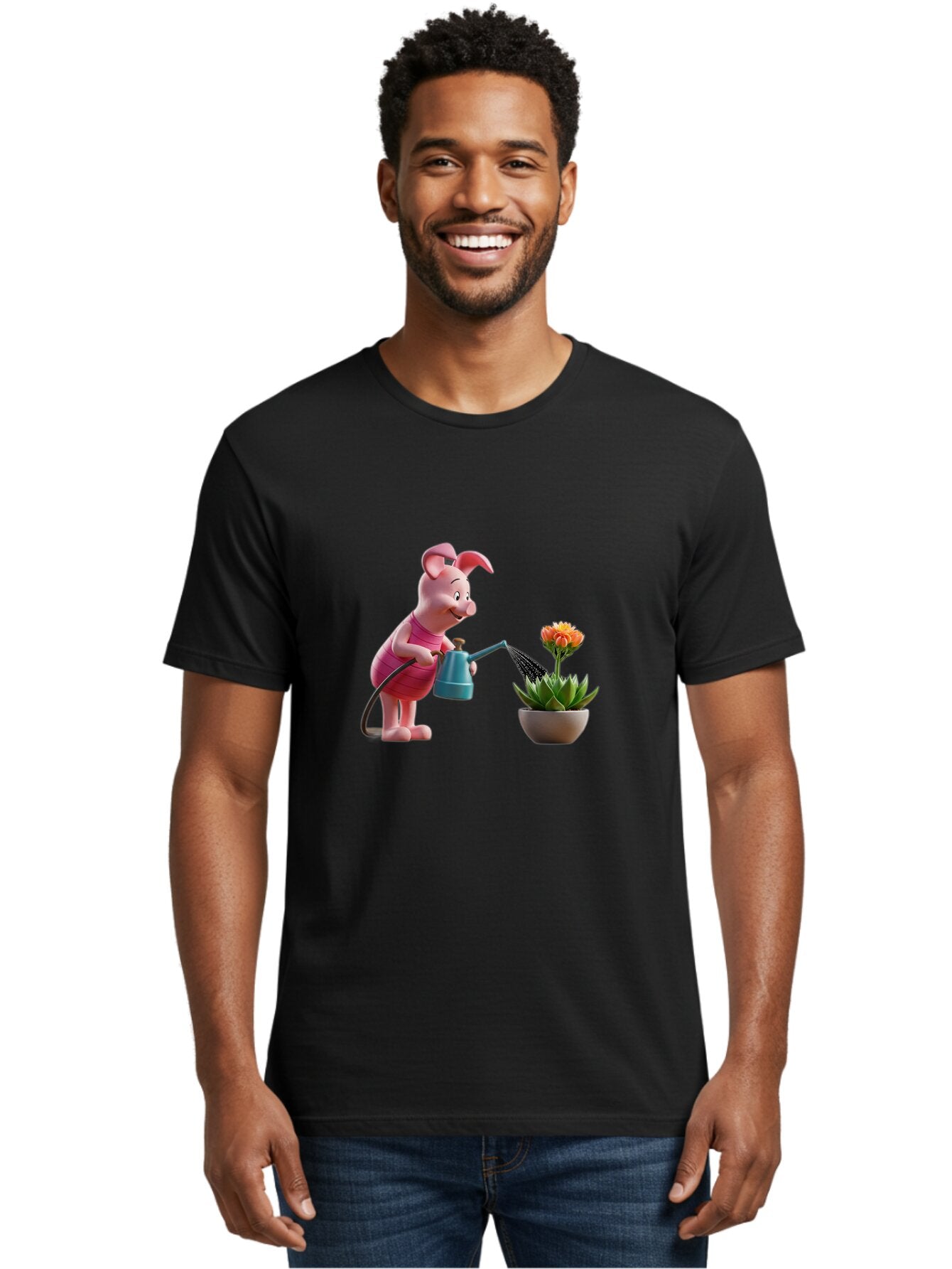 Piglet-Watering-Flower Men'S Graphic Tee, 100% Cotton, Comfortable Casual Summer Wear, Machine Washable, Vintage Camera, Old Camera, Antique Camera, Black Camera, Classic Photography, Photography Equipment, Nostalgic Device, Film Camera, Bar277 27