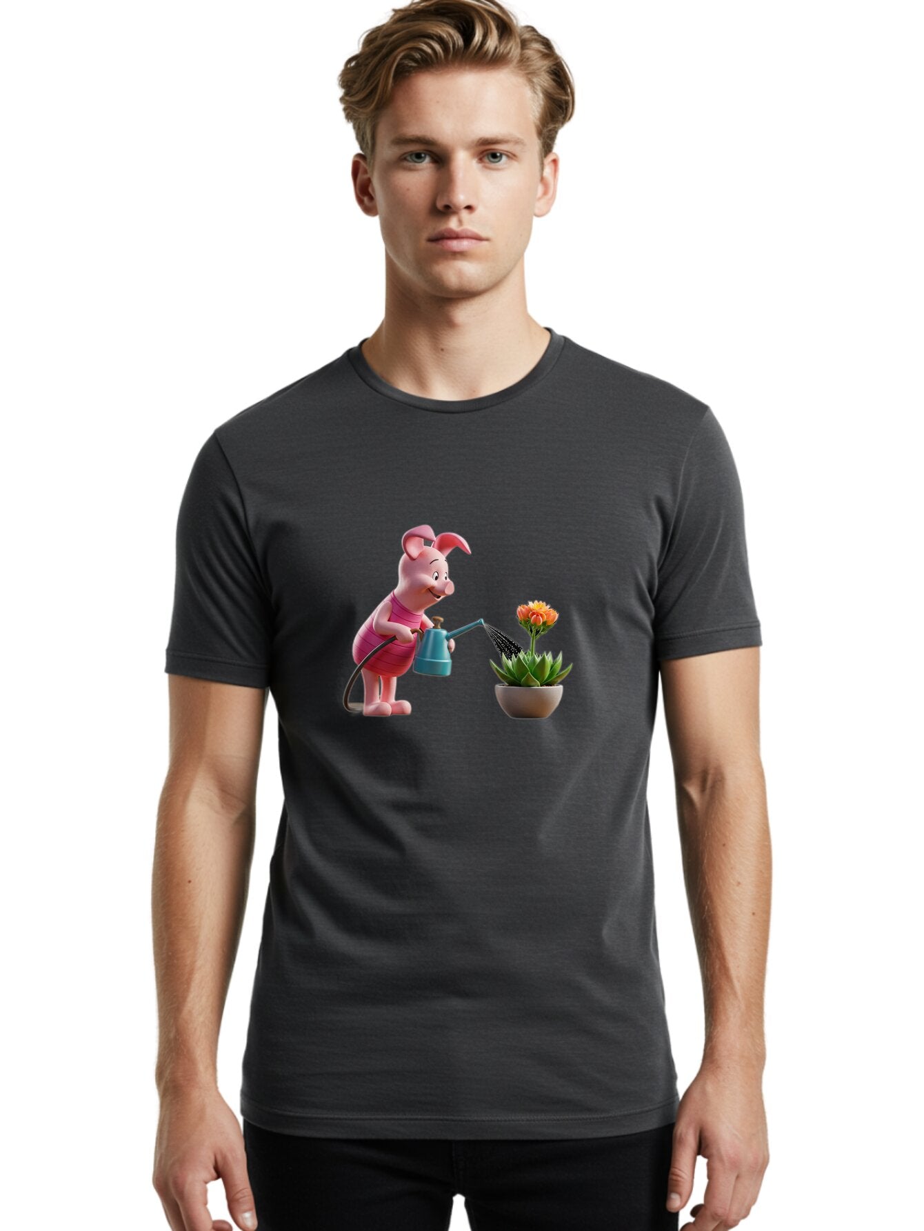 Piglet-Watering-Flower Men'S Graphic Tee, 100% Cotton, Comfortable Casual Summer Wear, Machine Washable, Vintage Camera, Old Camera, Antique Camera, Black Camera, Classic Photography, Photography Equipment, Nostalgic Device, Film Camera, Bar277 21