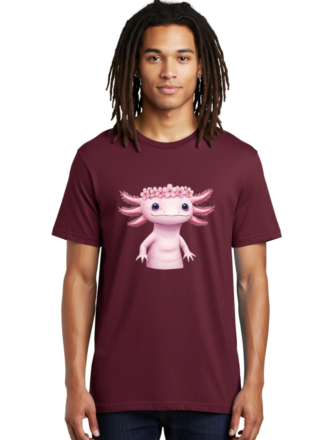 Pink-Axolotl-With-Flowers-Crown Men'S Graphic Tee, 100% Cotton, Comfortable Casual Summer Wear, Machine Washable, Vintage Camera, Old Camera, Antique Camera, Black Camera, Classic Photography, Photography Equipment, Nostalgic Device, Bar279 26
