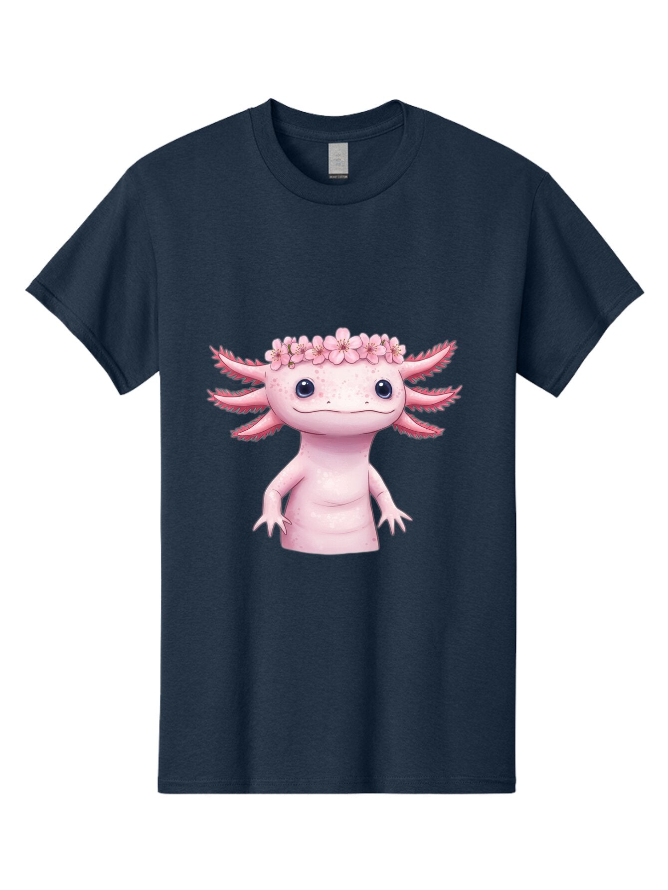 Pink-Axolotl-With-Flowers-Crown Men'S Graphic Tee, 100% Cotton, Comfortable Casual Summer Wear, Machine Washable, Vintage Camera, Old Camera, Antique Camera, Black Camera, Classic Photography, Photography Equipment, Nostalgic Device, Bar279