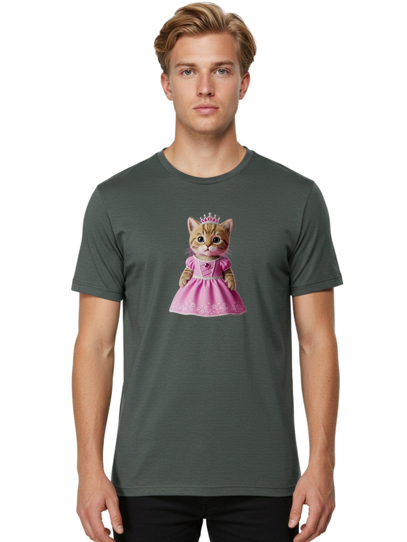 Pink-Princess-Cat Men'S Graphic Tee, 100% Cotton, Comfortable Casual Summer Wear, Machine Washable, Vintage Camera, Old Camera, Antique Camera, Black Camera, Classic Photography, Photography Equipment, Nostalgic Device, Film Camera, Camera Art Bar294 25