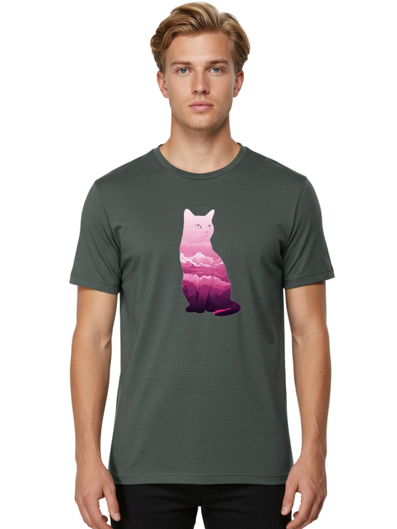 Pink-Sky-Cat Men'S Graphic Tee, 100% Cotton, Comfortable Casual Summer Wear, Machine Washable, Vintage Camera, Old Camera, Antique Camera, Black Camera, Classic Photography, Photography Equipment, Nostalgic Device, Film Camera, Camera Art Bar296 24