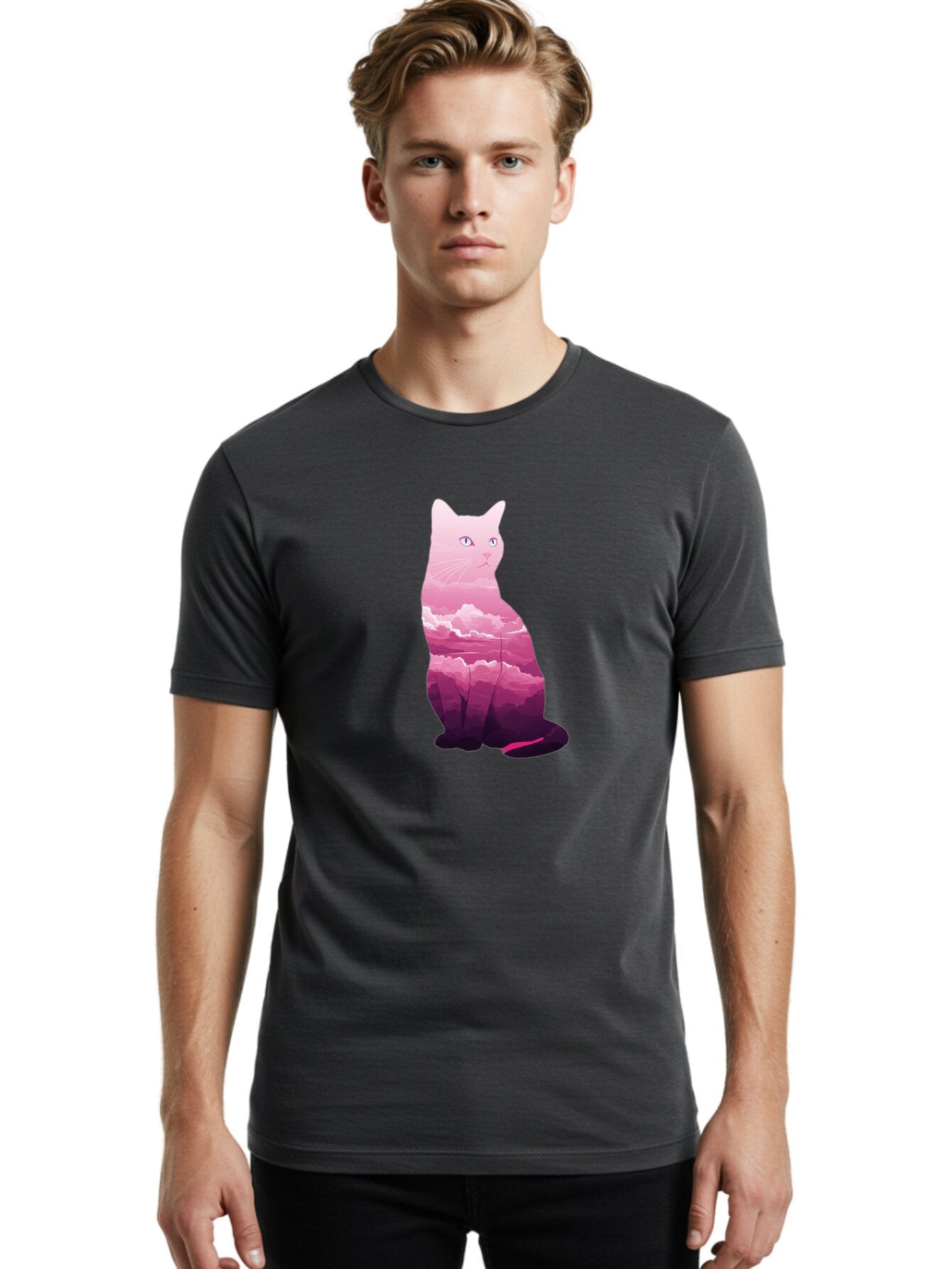 Pink-Sky-Cat Men'S Graphic Tee, 100% Cotton, Comfortable Casual Summer Wear, Machine Washable, Vintage Camera, Old Camera, Antique Camera, Black Camera, Classic Photography, Photography Equipment, Nostalgic Device, Film Camera, Camera Art Bar296 30
