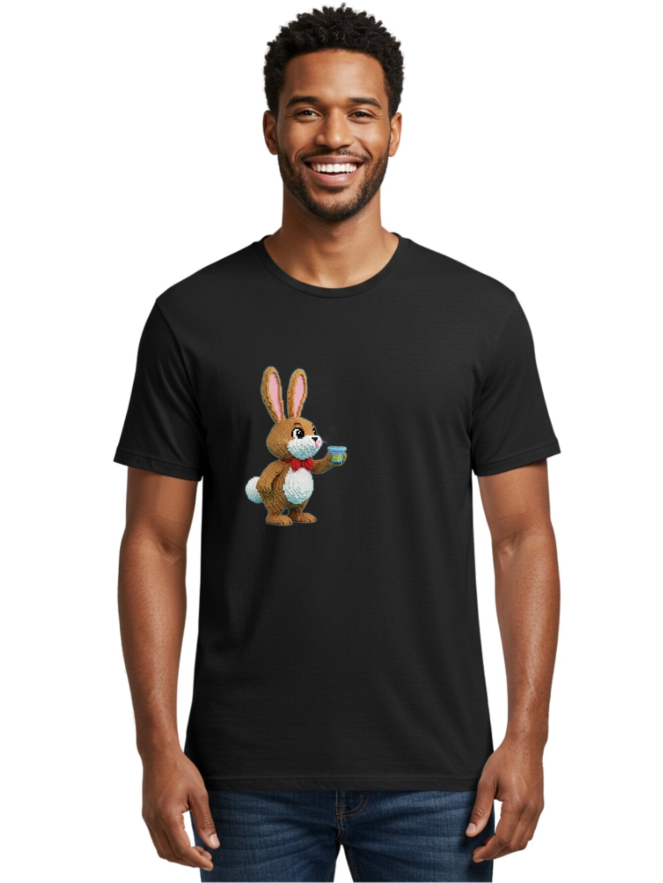 Pixel-Art-Bunny Men'S Graphic Tee, 100% Cotton, Comfortable Casual Summer Wear, Machine Washable, Vintage Camera, Old Camera, Antique Camera, Black Camera, Classic Photography, Photography Equipment, Nostalgic Device, Film Camera, Camera Art Bar301 27