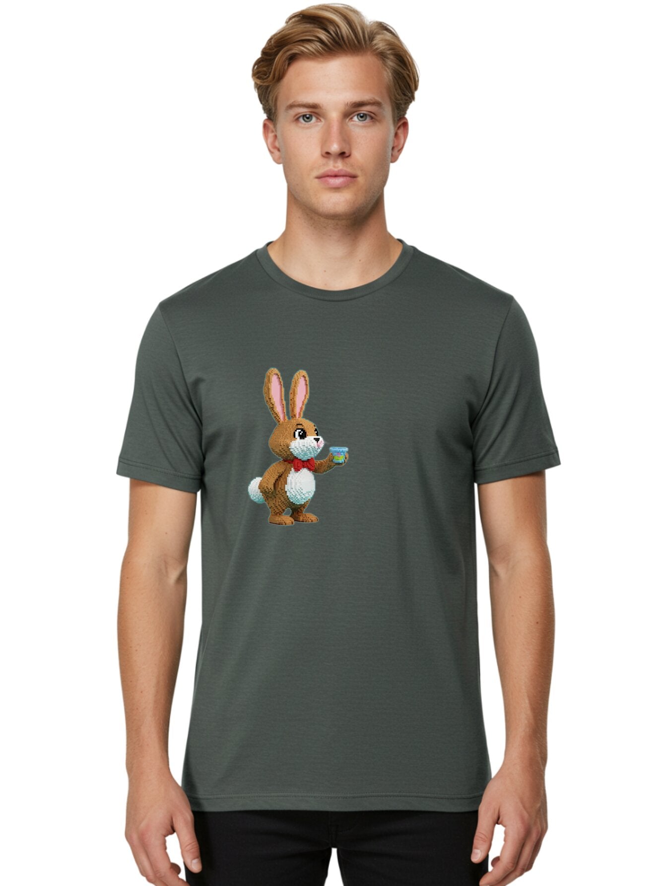Pixel-Art-Bunny Men'S Graphic Tee, 100% Cotton, Comfortable Casual Summer Wear, Machine Washable, Vintage Camera, Old Camera, Antique Camera, Black Camera, Classic Photography, Photography Equipment, Nostalgic Device, Film Camera, Camera Art Bar301 21