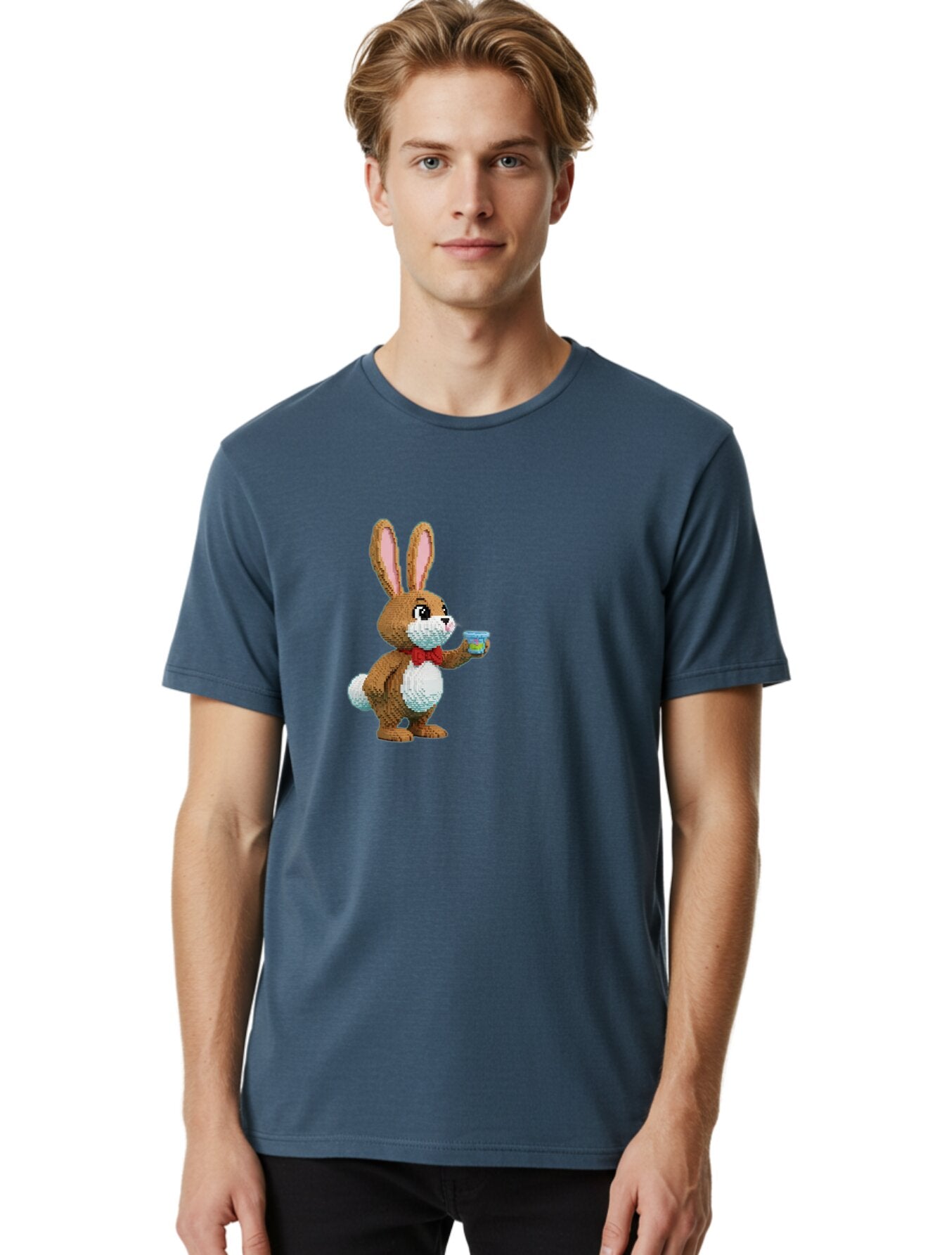 Pixel-Art-Bunny Men'S Graphic Tee, 100% Cotton, Comfortable Casual Summer Wear, Machine Washable, Vintage Camera, Old Camera, Antique Camera, Black Camera, Classic Photography, Photography Equipment, Nostalgic Device, Film Camera, Camera Art Bar301 20