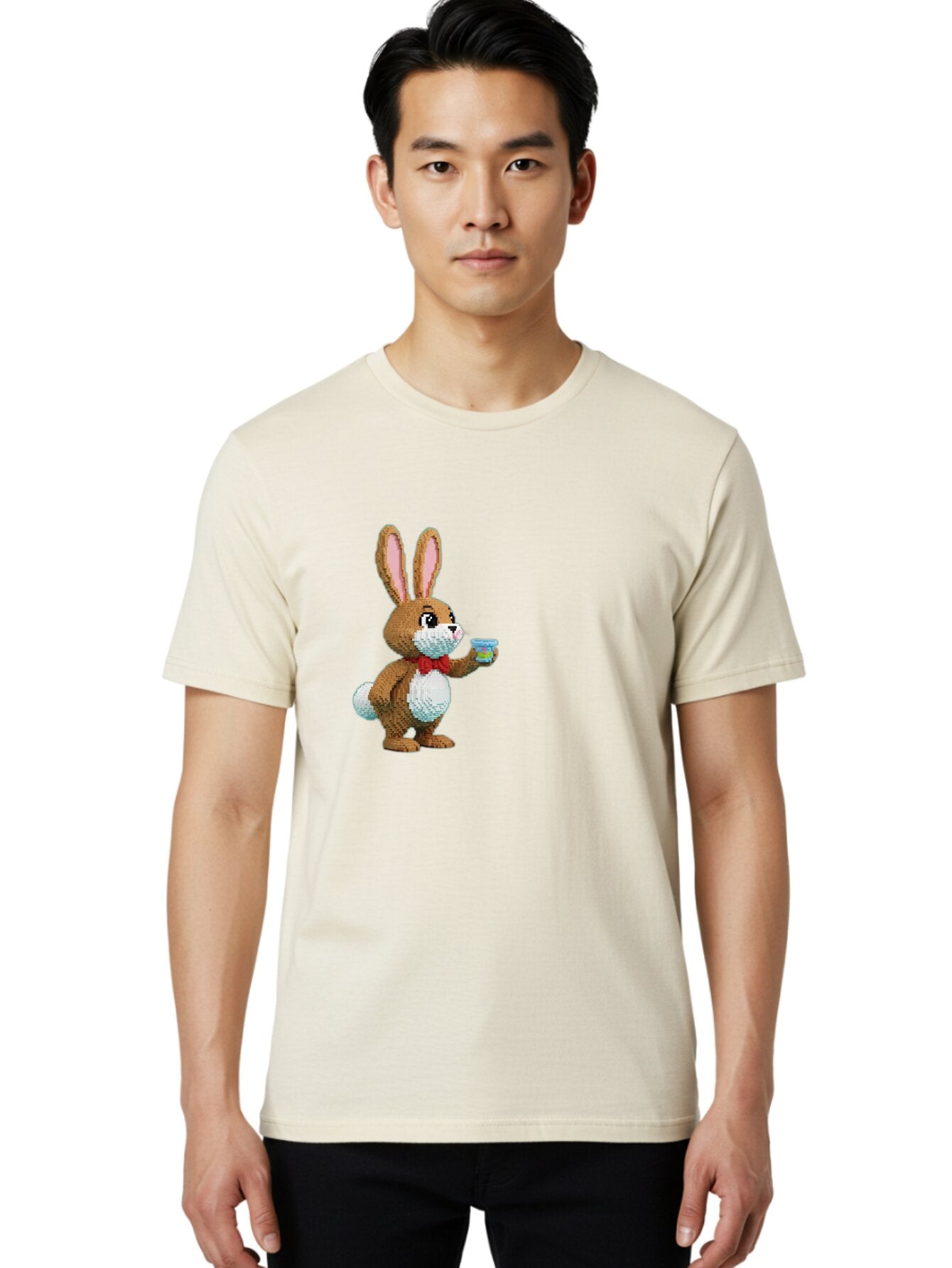 Pixel-Art-Bunny Men'S Graphic Tee, 100% Cotton, Comfortable Casual Summer Wear, Machine Washable, Vintage Camera, Old Camera, Antique Camera, Black Camera, Classic Photography, Photography Equipment, Nostalgic Device, Film Camera, Camera Art Bar301 17
