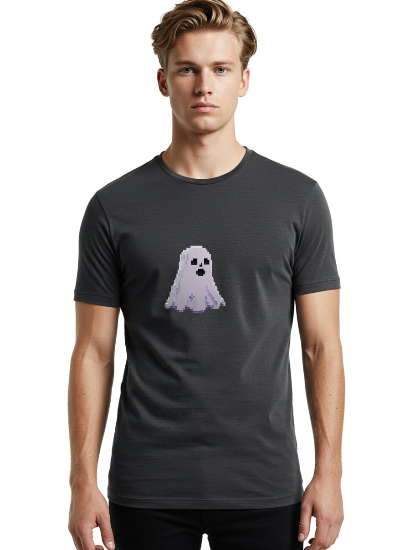 Pixelated-Ghost Men'S Graphic Tee, 100% Cotton, Comfortable Casual Summer Wear, Machine Washable, Vintage Camera, Old Camera, Antique Camera, Black Camera, Classic Photography, Photography Equipment, Nostalgic Device, Film Camera, Camera Art Bar307 29