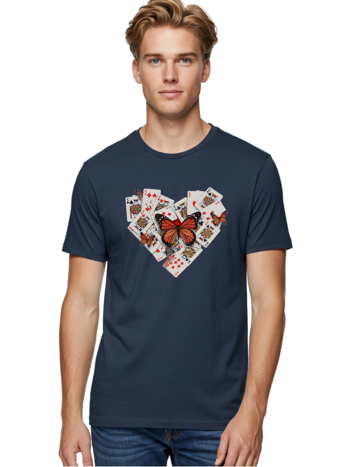 Playing-Cards-With-Butterflies Men'S Graphic Tee, 100% Cotton, Comfortable Casual Summer Wear, Machine Washable, Vintage Camera, Old Camera, Antique Camera, Black Camera, Classic Photography, Photography Equipment, Nostalgic Device, Bar309 22