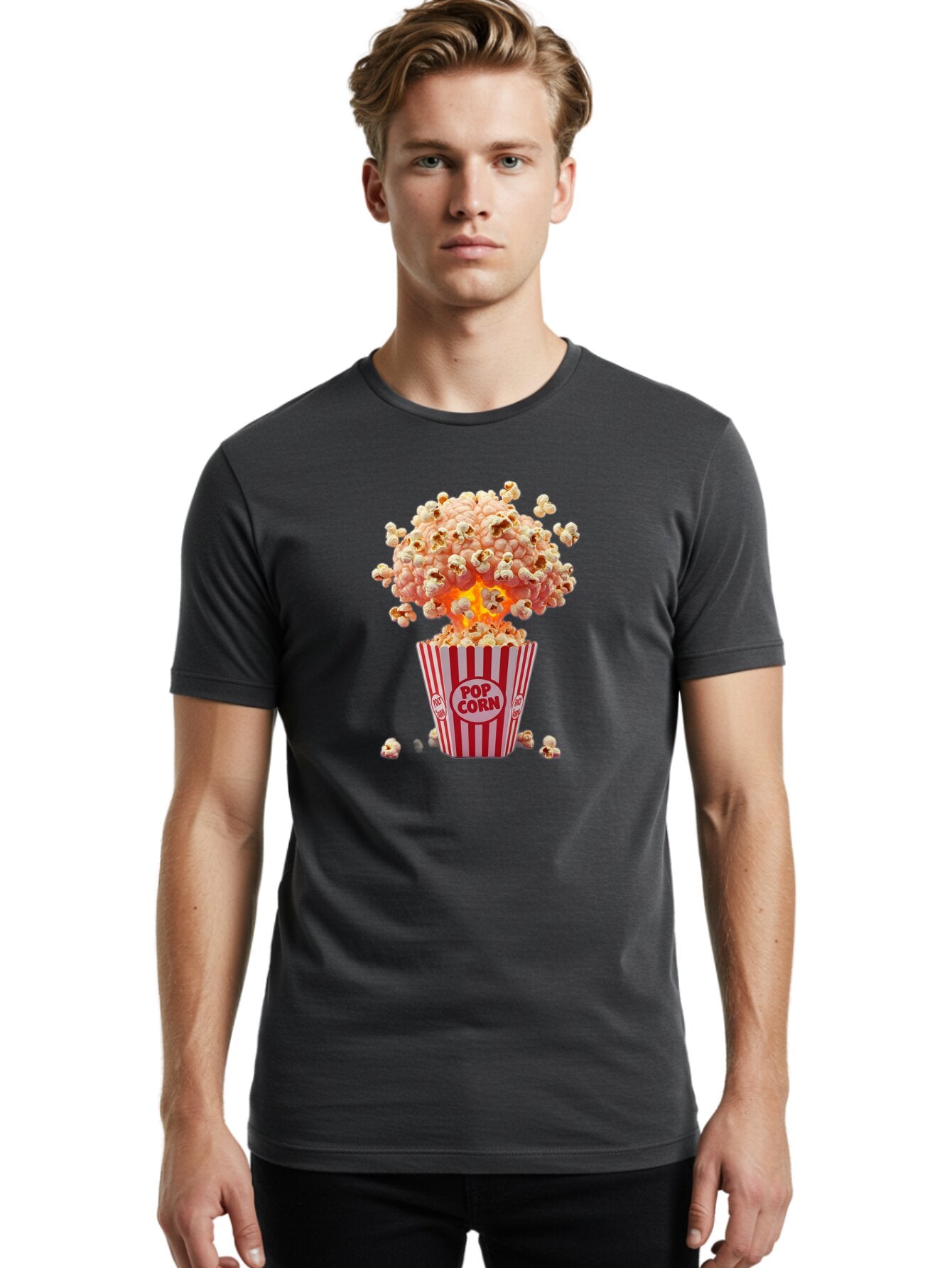 Pop-Corn-1 Men'S Graphic Tee, 100% Cotton, Comfortable Casual Summer Wear, Machine Washable, Vintage Camera, Old Camera, Antique Camera, Black Camera, Classic Photography, Photography Equipment, Nostalgic Device, Film Camera, Camera Art Bar312 19