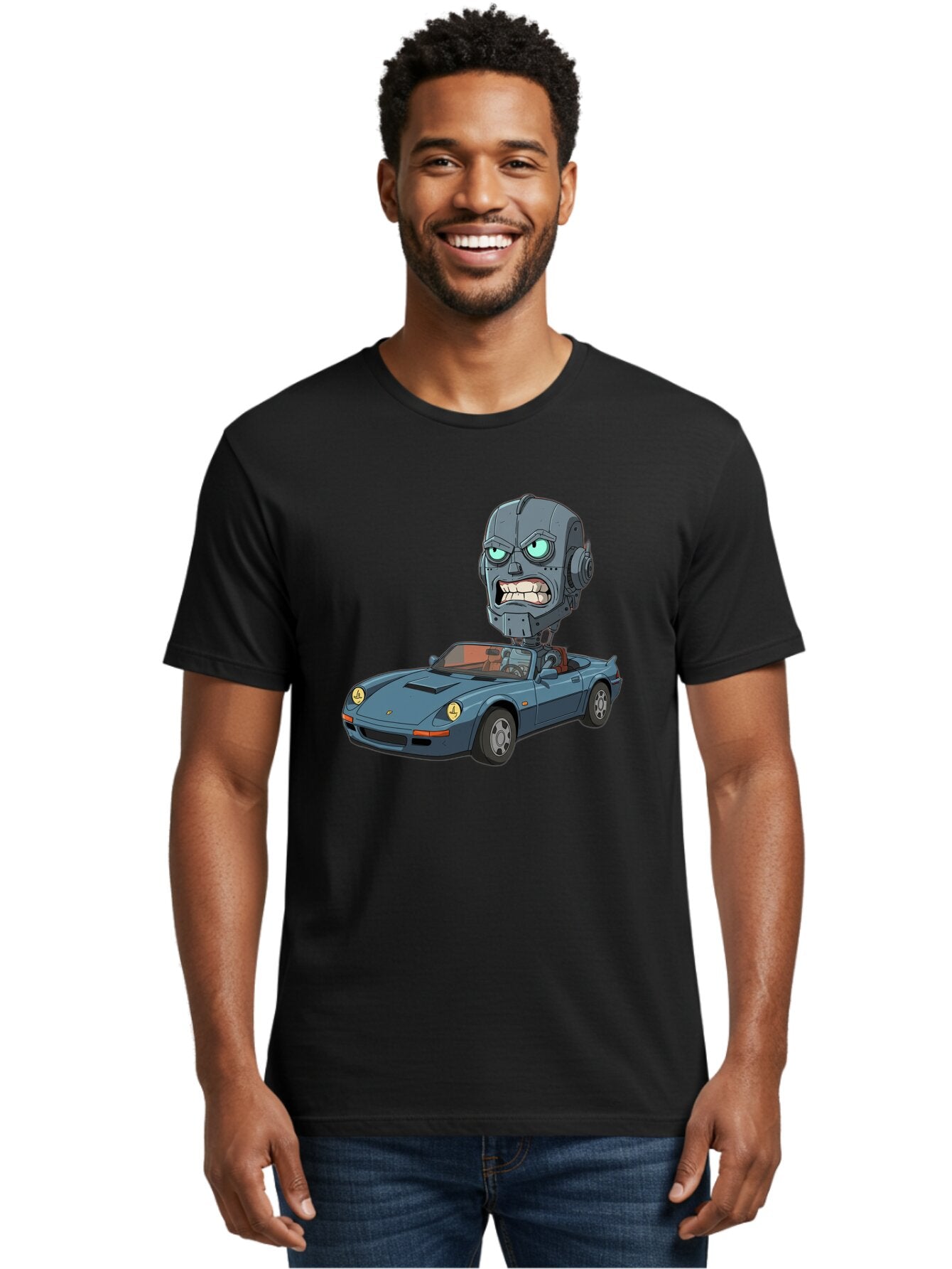 Porsche-Robot-Head Men'S Graphic Tee, 100% Cotton, Comfortable Casual Summer Wear, Machine Washable, Vintage Camera, Old Camera, Antique Camera, Black Camera, Classic Photography, Photography Equipment, Nostalgic Device, Film Camera, Bar316 21