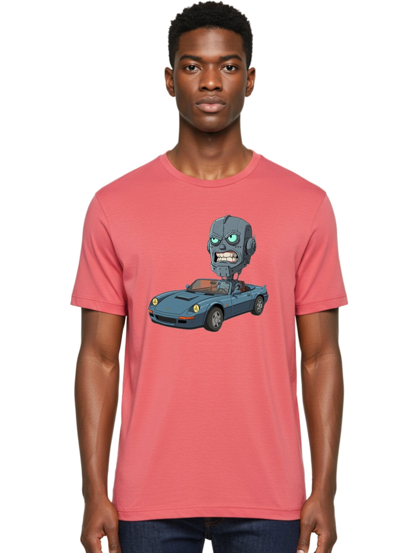 Porsche-Robot-Head Men'S Graphic Tee, 100% Cotton, Comfortable Casual Summer Wear, Machine Washable, Vintage Camera, Old Camera, Antique Camera, Black Camera, Classic Photography, Photography Equipment, Nostalgic Device, Film Camera, Bar316 25
