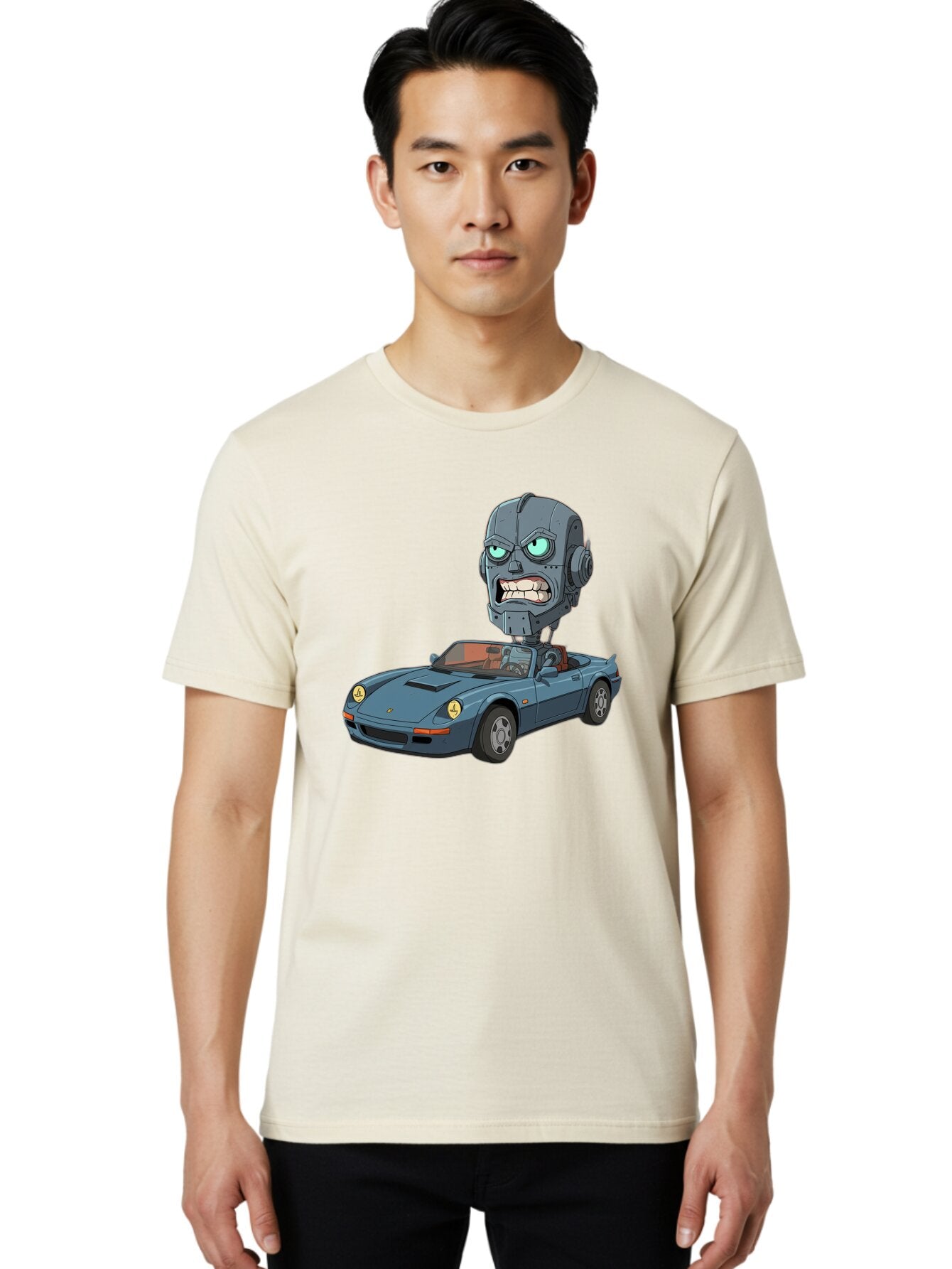 Porsche-Robot-Head Men'S Graphic Tee, 100% Cotton, Comfortable Casual Summer Wear, Machine Washable, Vintage Camera, Old Camera, Antique Camera, Black Camera, Classic Photography, Photography Equipment, Nostalgic Device, Film Camera, Bar316 30